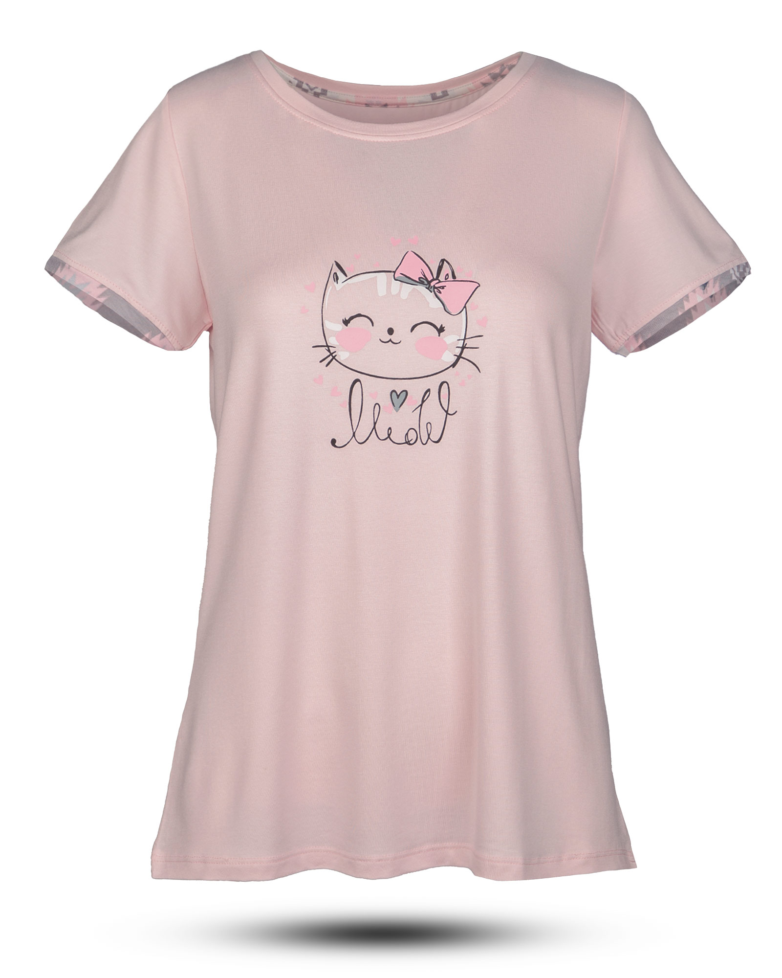 ست تیشرت و شلوار برمودا زنانه 0820- صورتی (1)