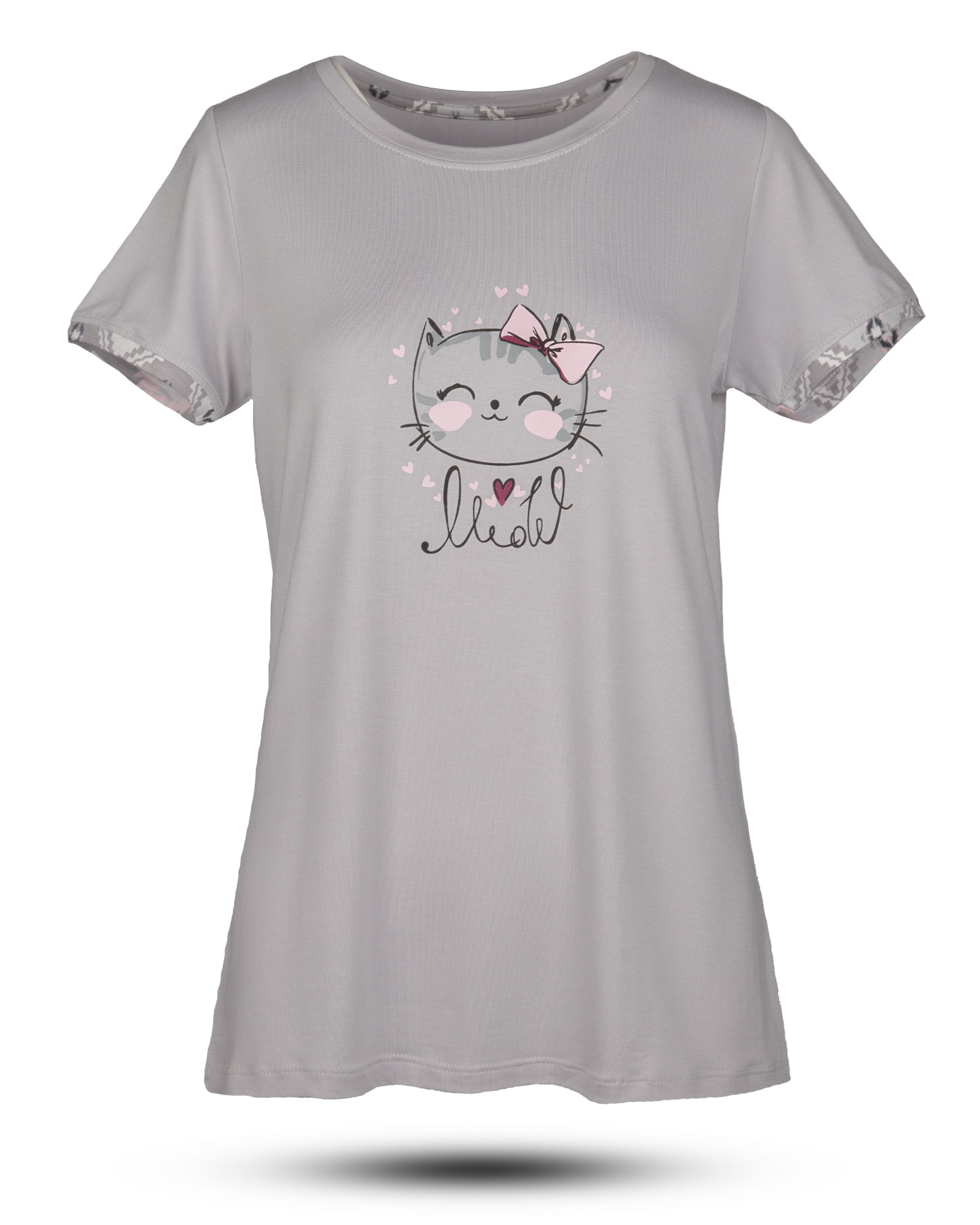 ست تیشرت و شلوار برمودا زنانه 0820- طوسی کمرنگ (1)