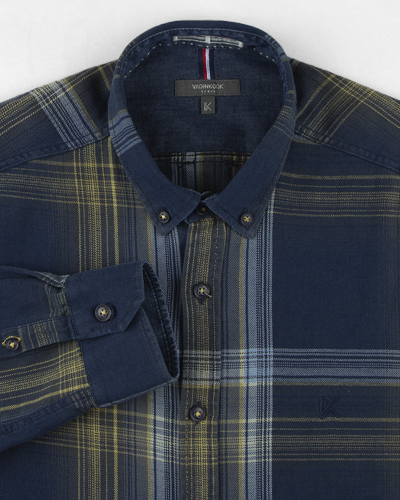 پیراهن نخی مردانه VK990- زرد (3)