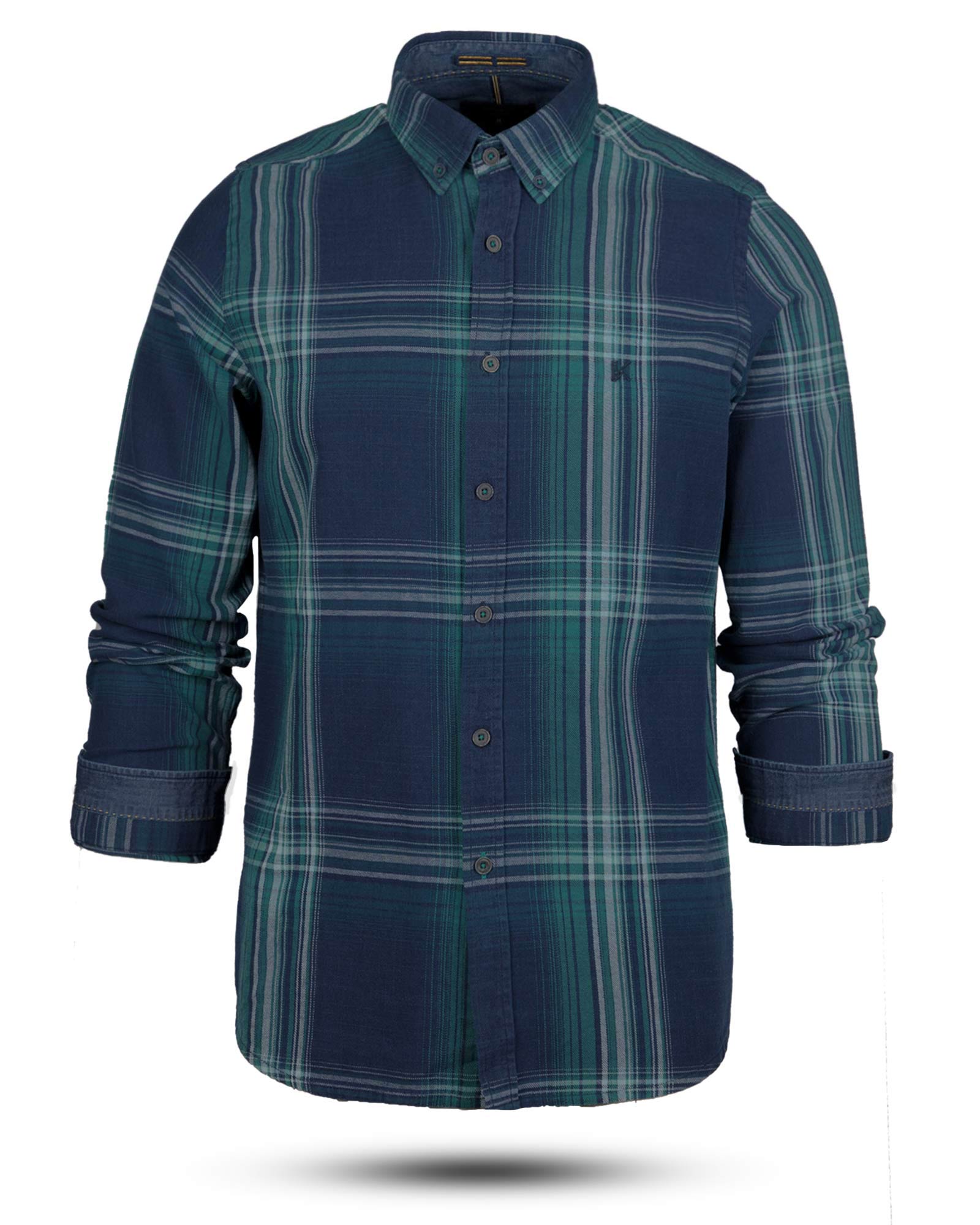 پیراهن نخی مردانه VK990- سبز زمردی (1)