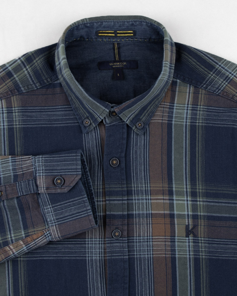 پیراهن نخی مردانه VK990- نارنجی تیره (3)