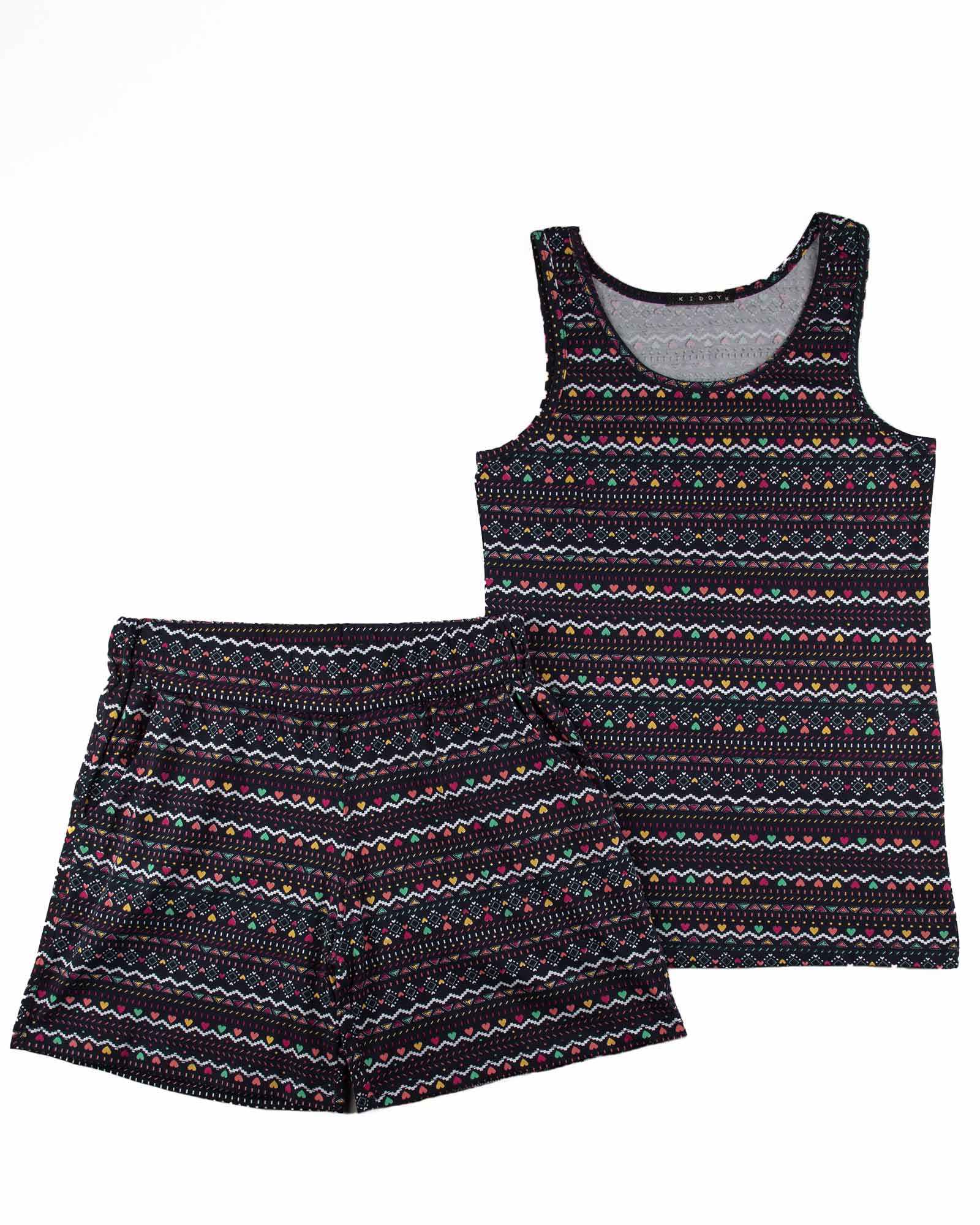 ست تاپ و شلوارک زنانه 1264+1265- سرمه ای تیره (3)