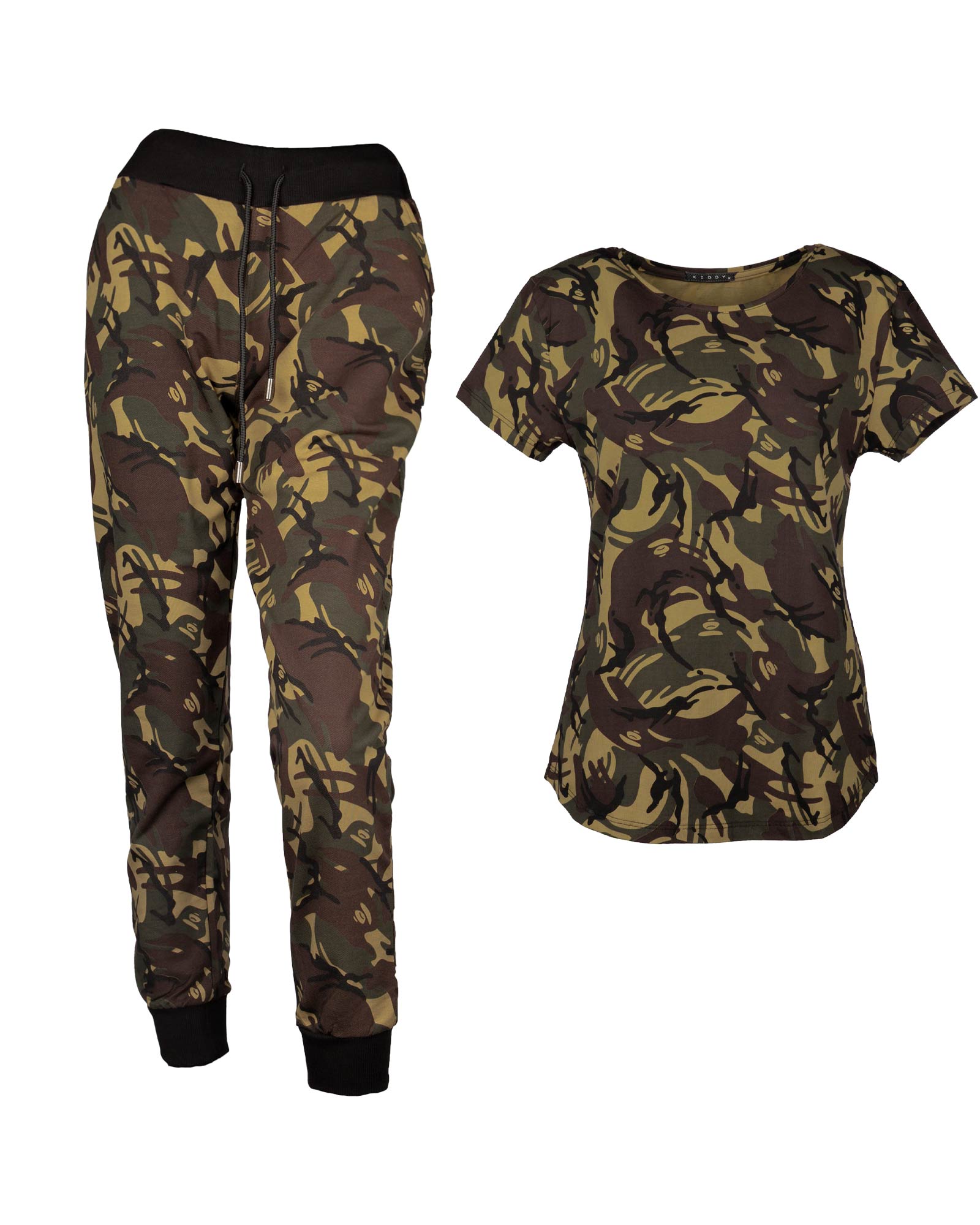 ست تیشرت و شلوار زنانه 1317+1316- سبز ارتشی (1)