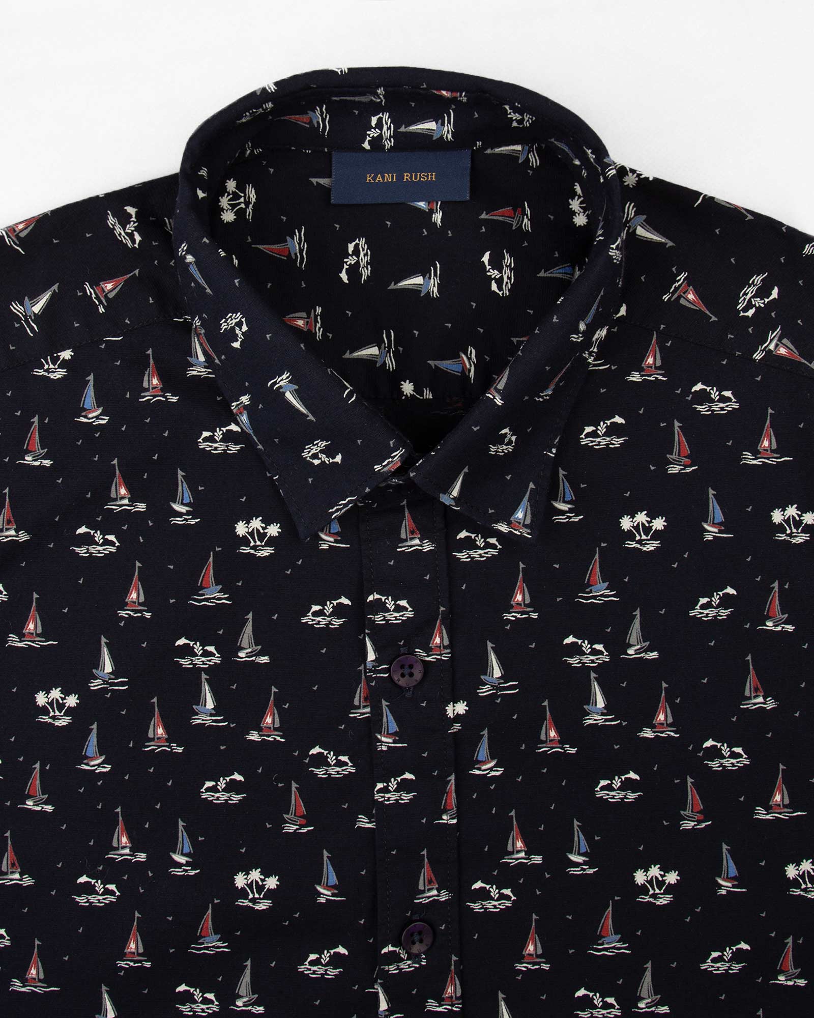 پیراهن مردانه هاوایی 4012- سرمه ای تیره (4)