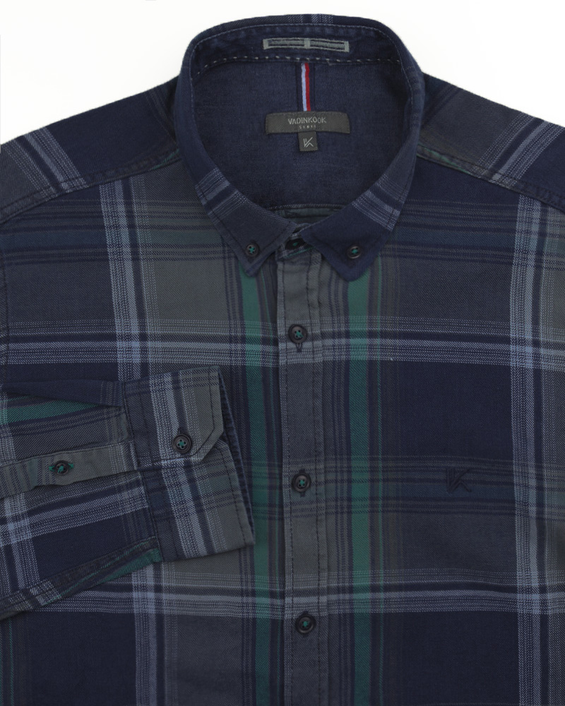 پیراهن نخی مردانه VK990- سبز دریایی (1)