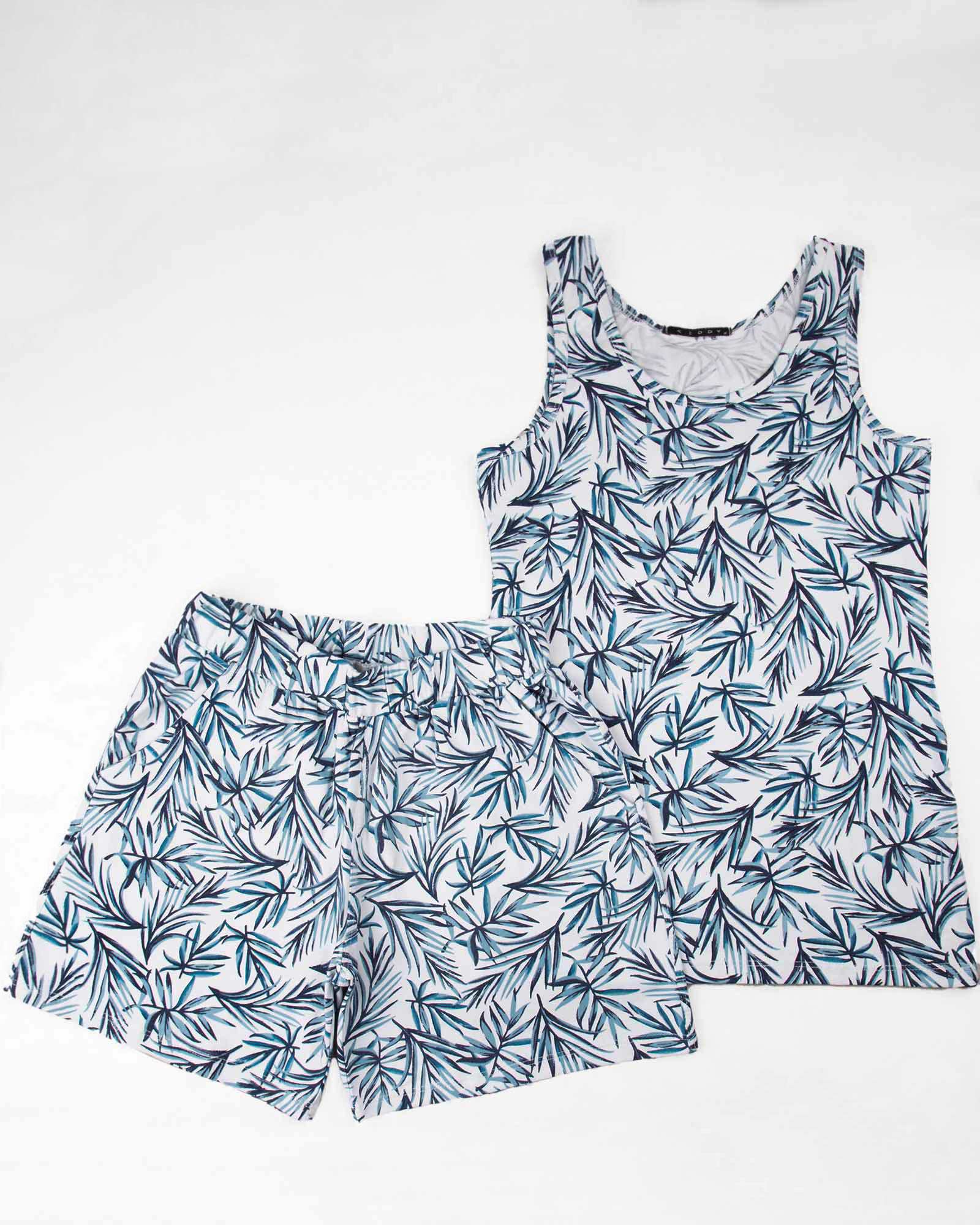 ست تاپ و شلوارک زنانه 1264+1265- آبی (1)