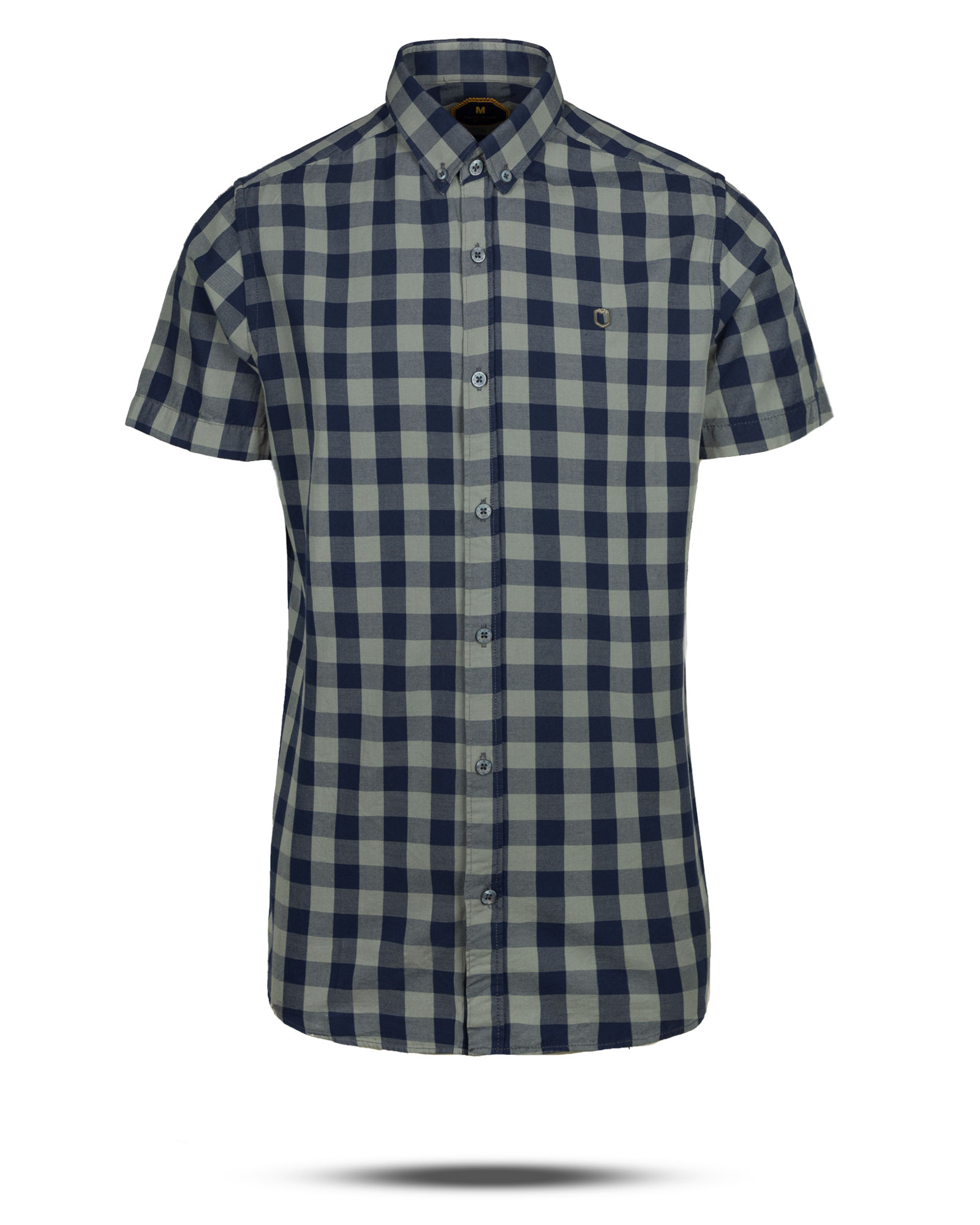 پیراهن چهارخانه مردانه 4018 - آبى کاربنی