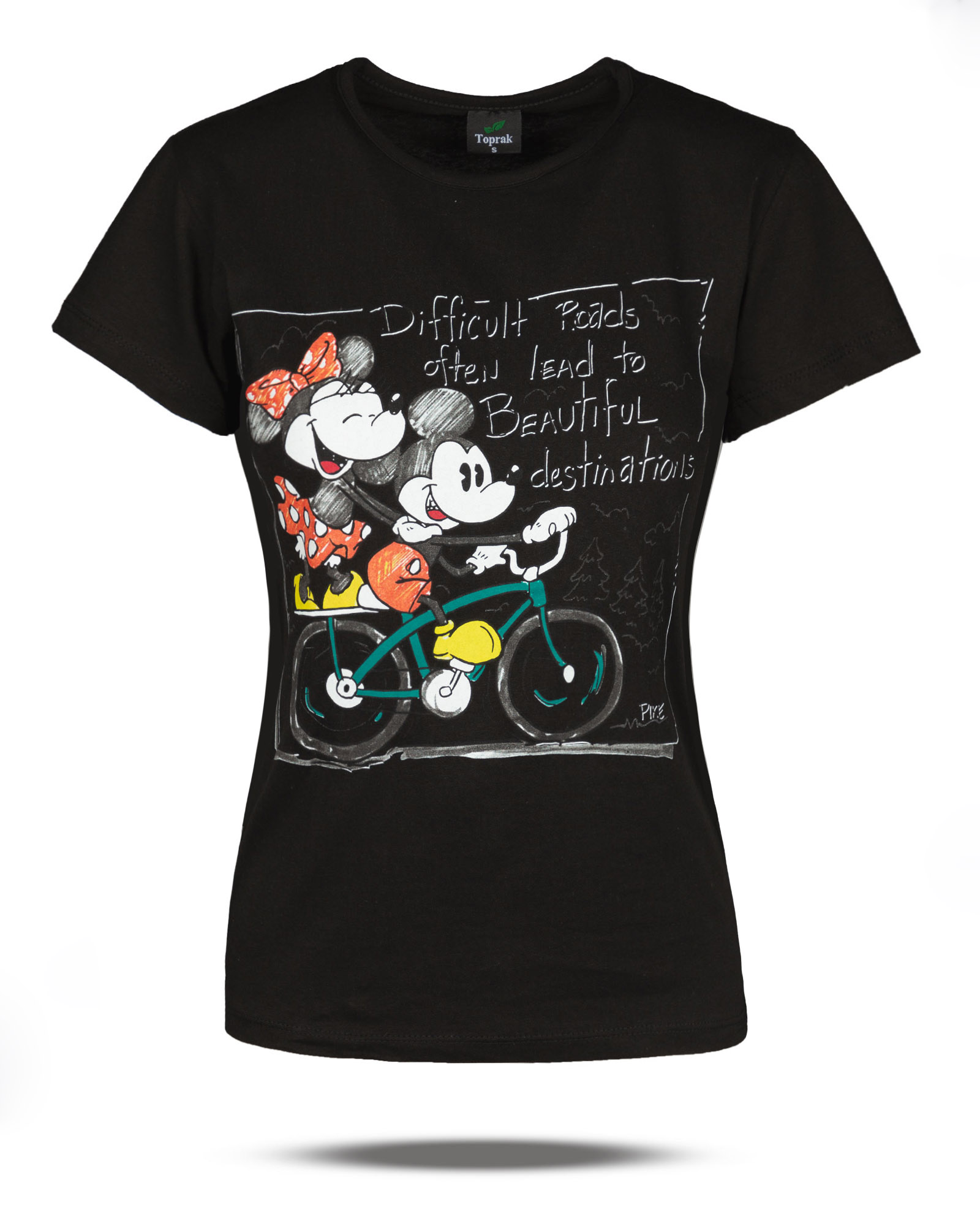 تیشرت طرح دار زنانه 152801-مشکی (2)