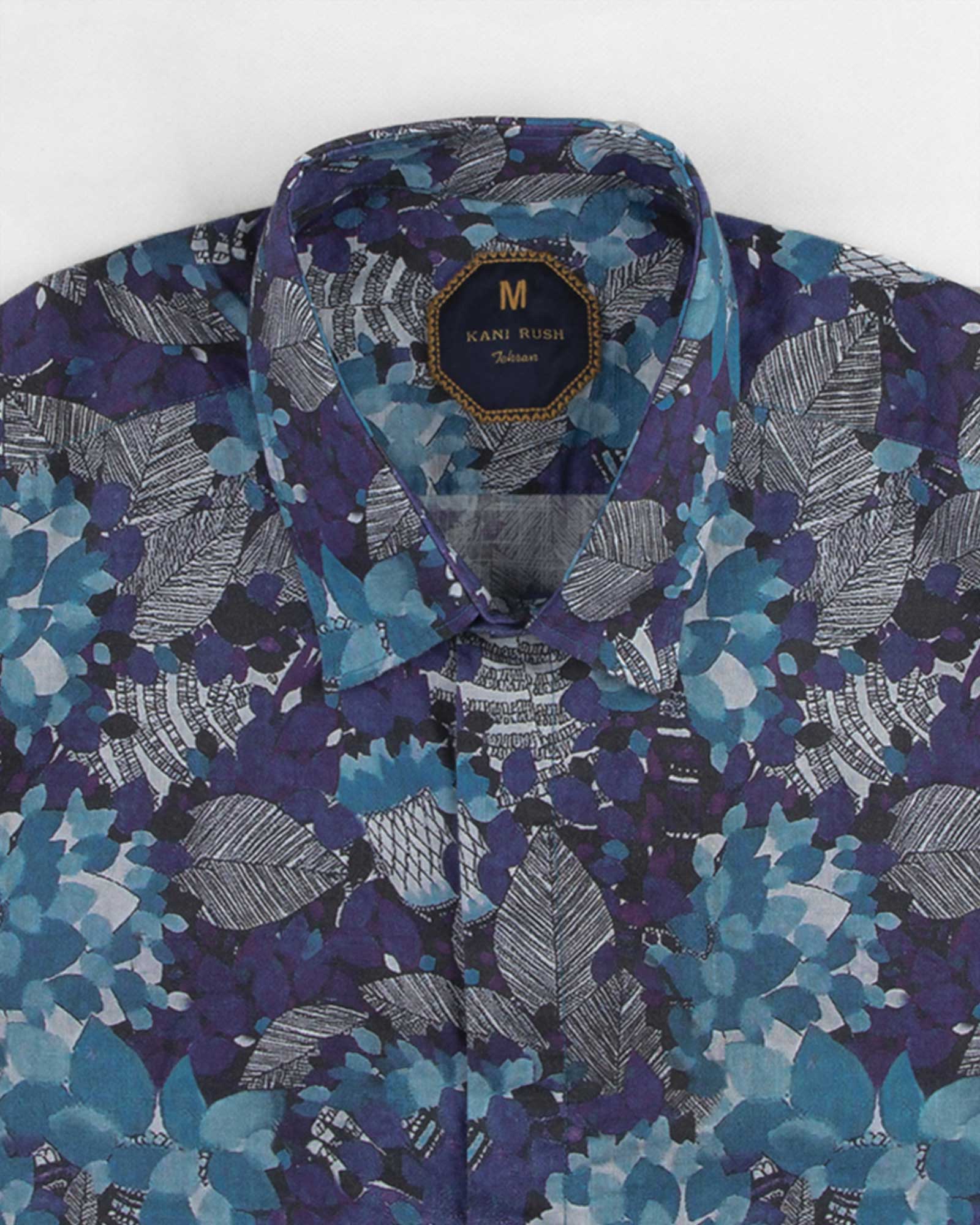 پیراهن هاوایی مردانه 4023- آبی (2)