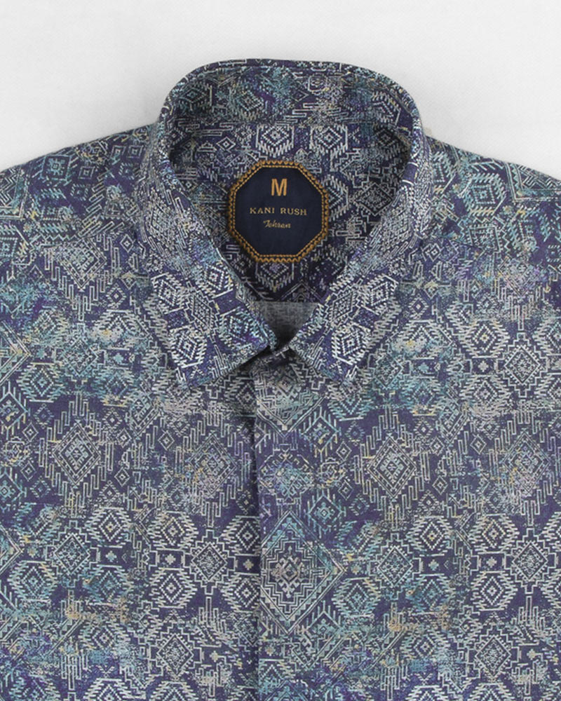 پیراهن هاوایی مردانه 4023- بنفش (1)
