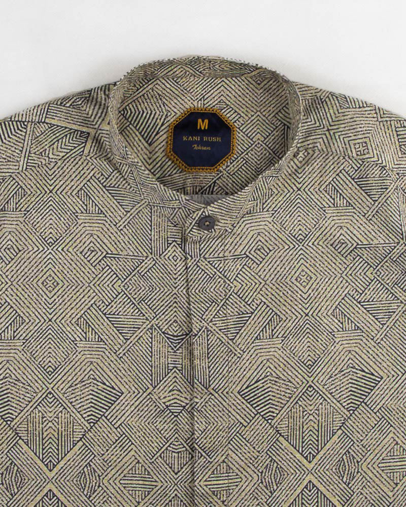 پیراهن هاوایی مردانه 4023- خاکی (2)