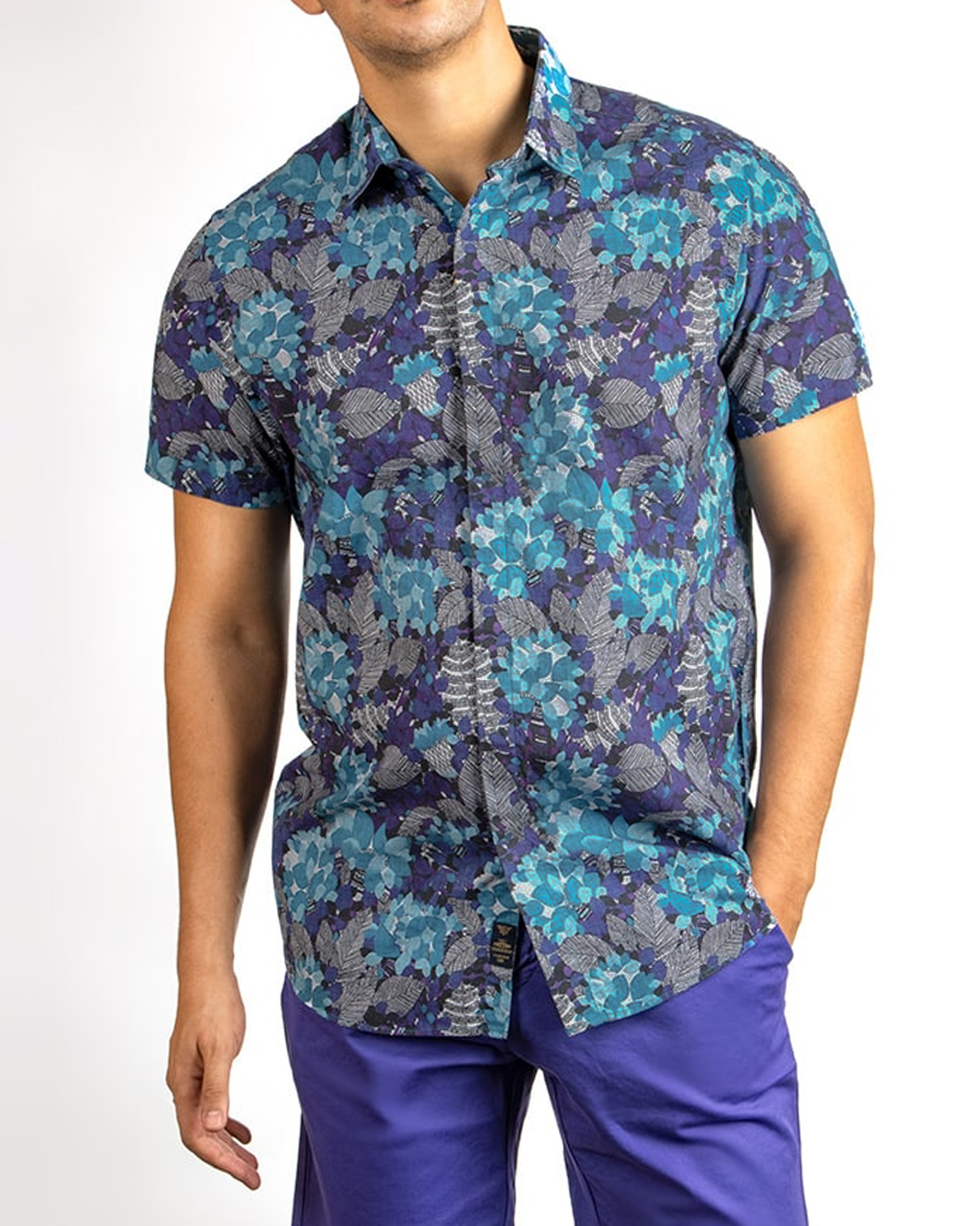 پیراهن هاوایی مردانه 4023 - آبی