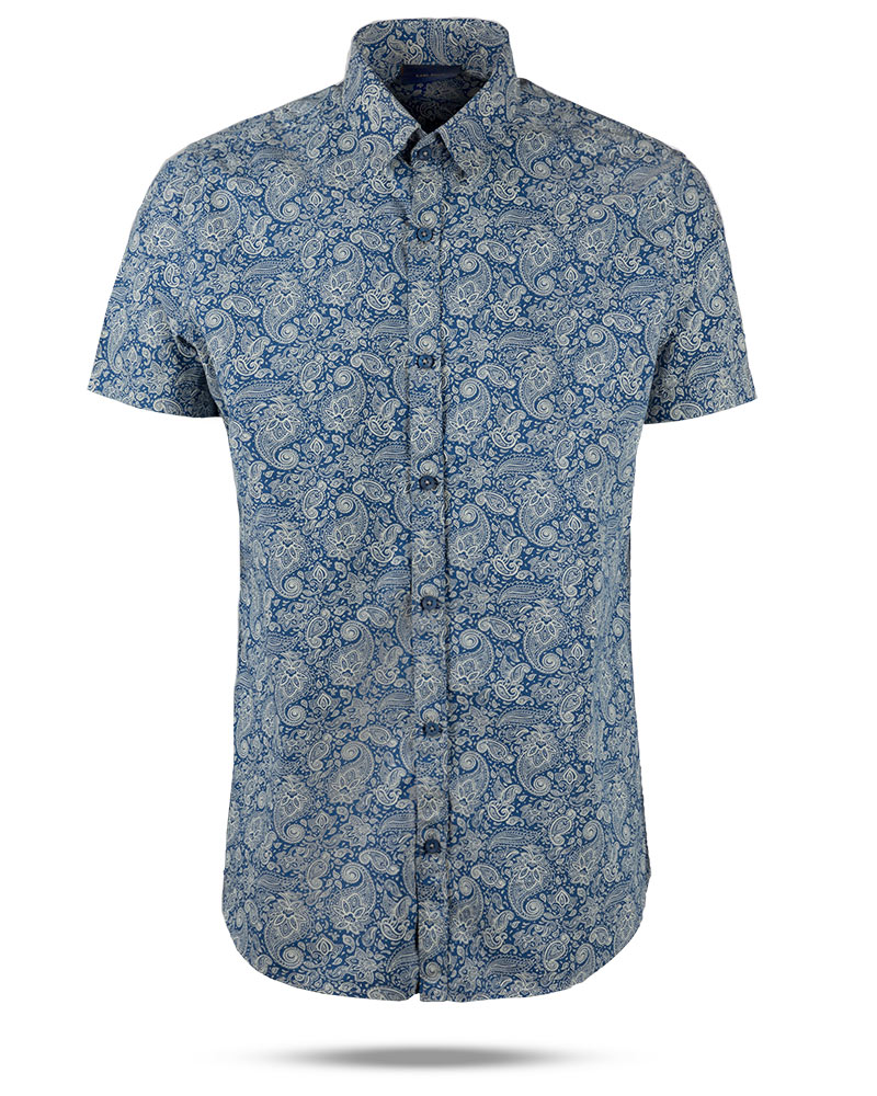 پیراهن هاوایی مردانه 4029- سرمه ای-4