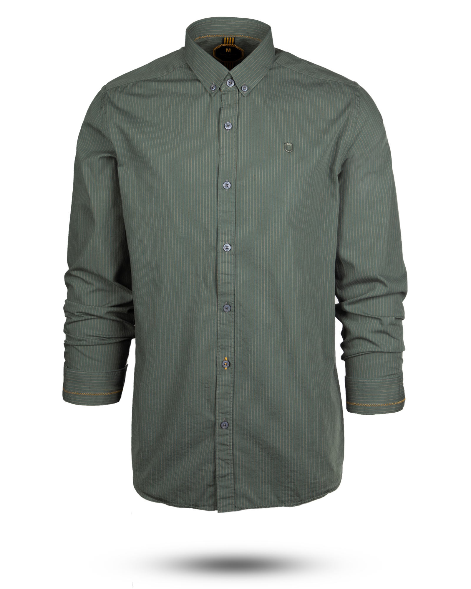 پیراهن راه راه مردانه 4409- سبزآبی تیره (1)