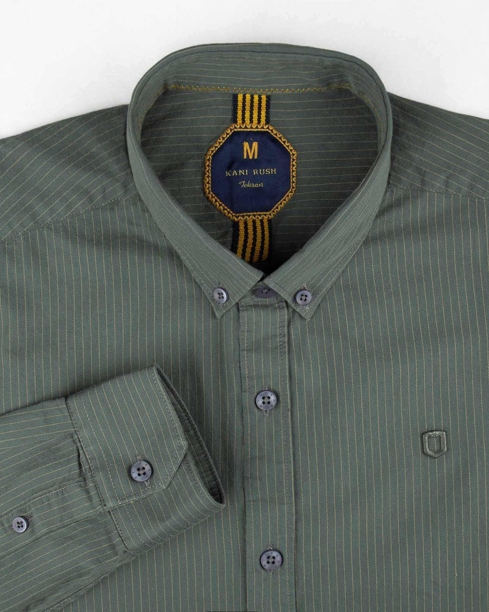 پیراهن راه راه مردانه 4409- سبزآبی تیره (4)