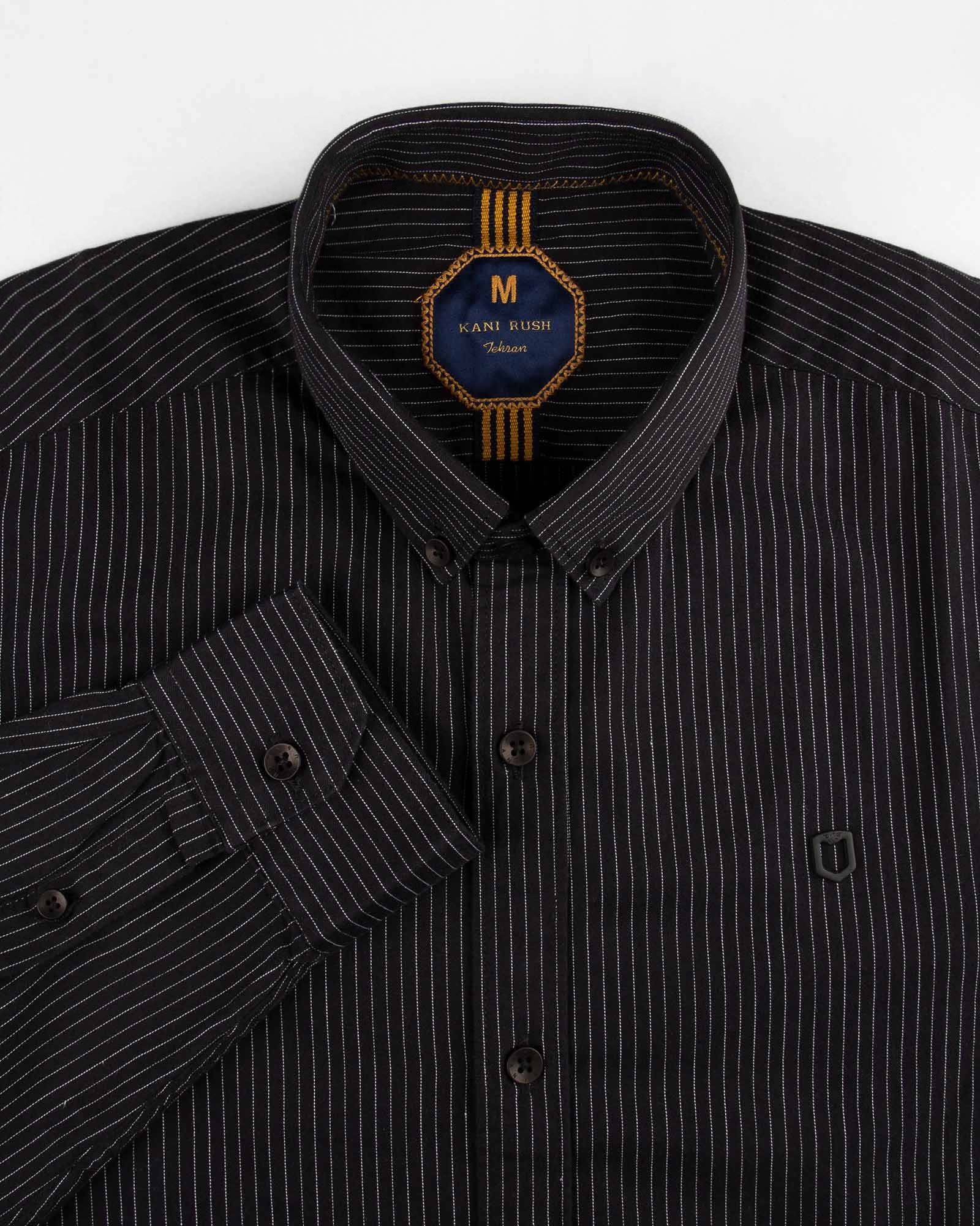 پیراهن راه راه مردانه 4409- مشکی (7)