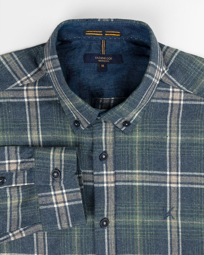 پیراهن پشمی مردانه VK9911 - آبی نفتی