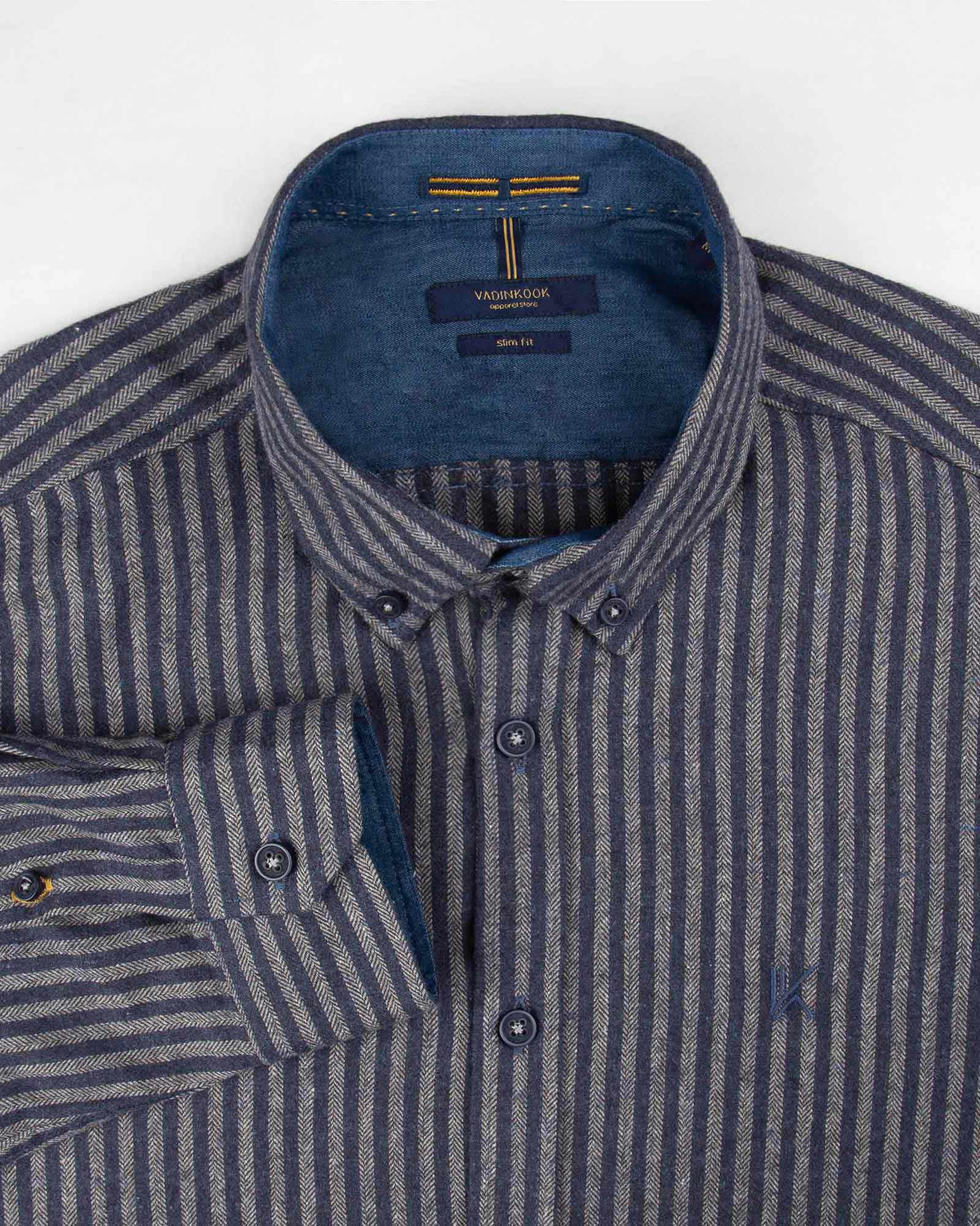 پیراهن پشمی مردانه VK9911- سرمه ای (3)