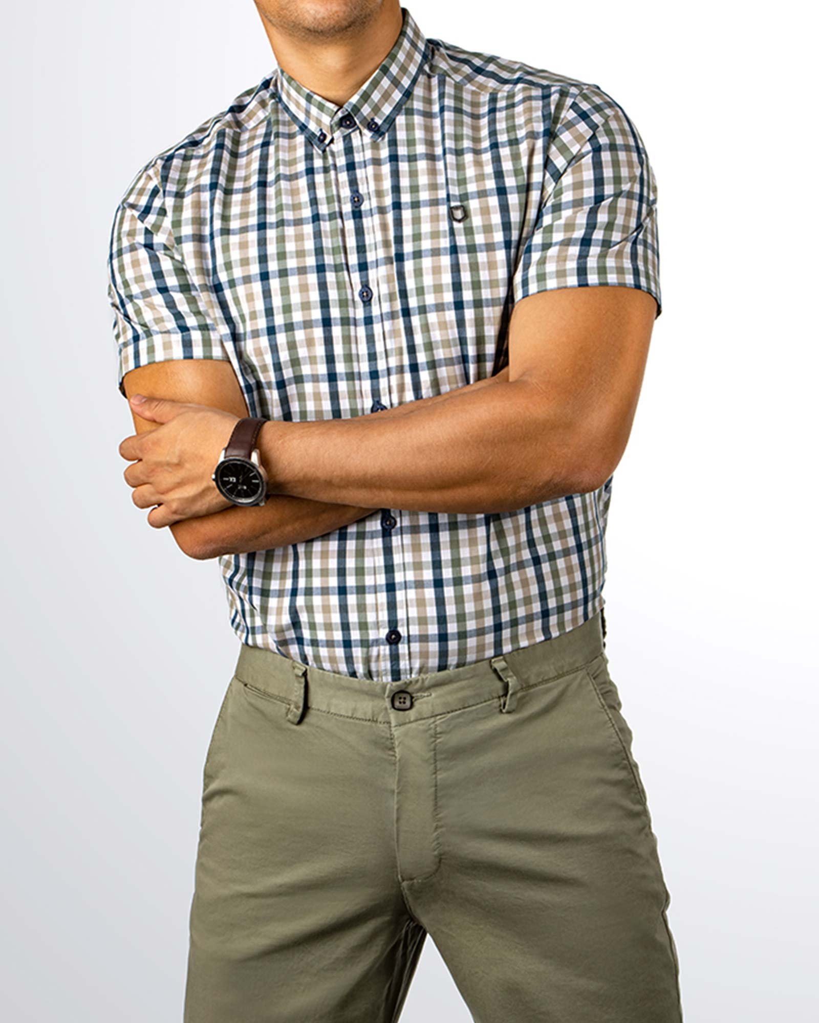 پیراهن چهارخانه مردانه 4026 - سرمه‌ای