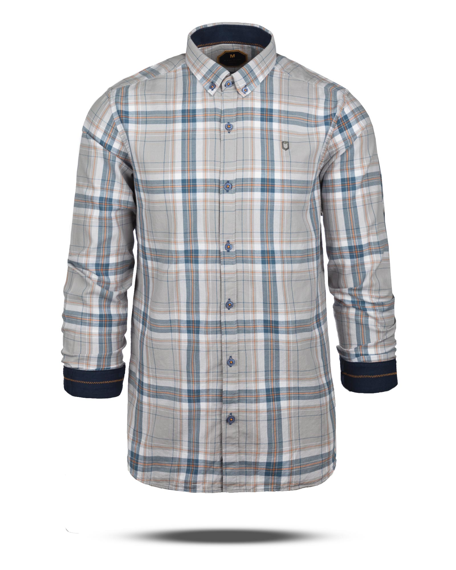 پیراهن چهارخانه مردانه 4415- خاکستری محو (4)