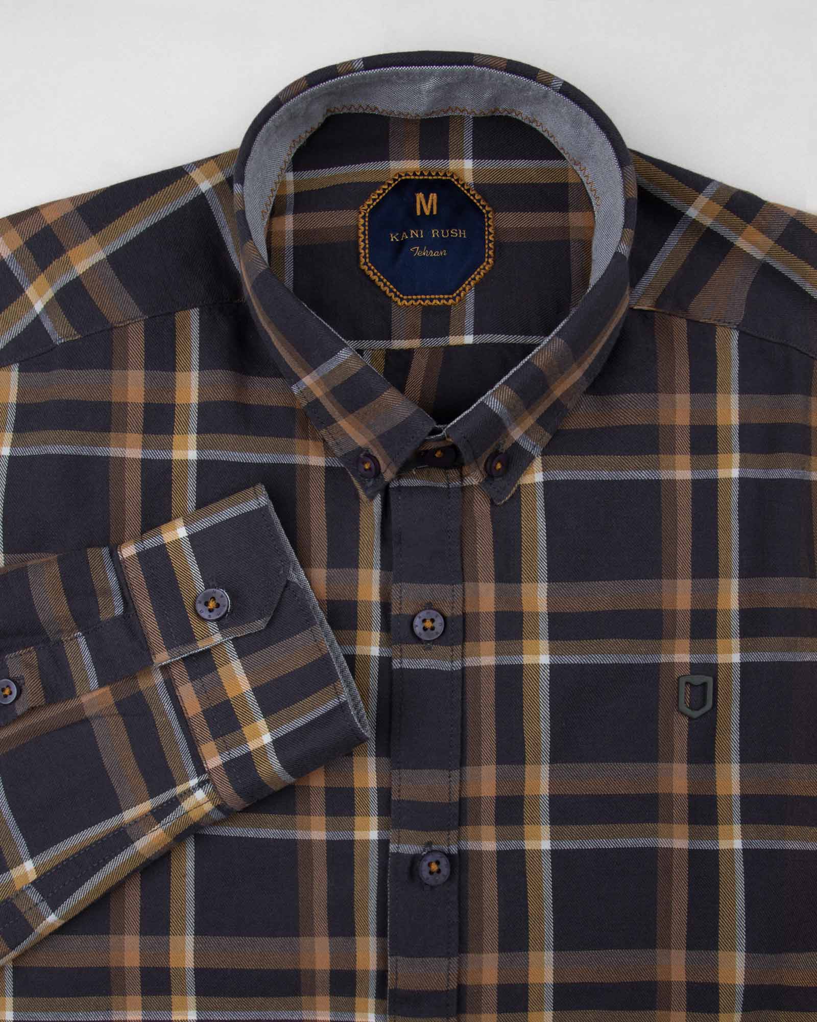 پیراهن چهارخانه مردانه 4416- دودی (5)