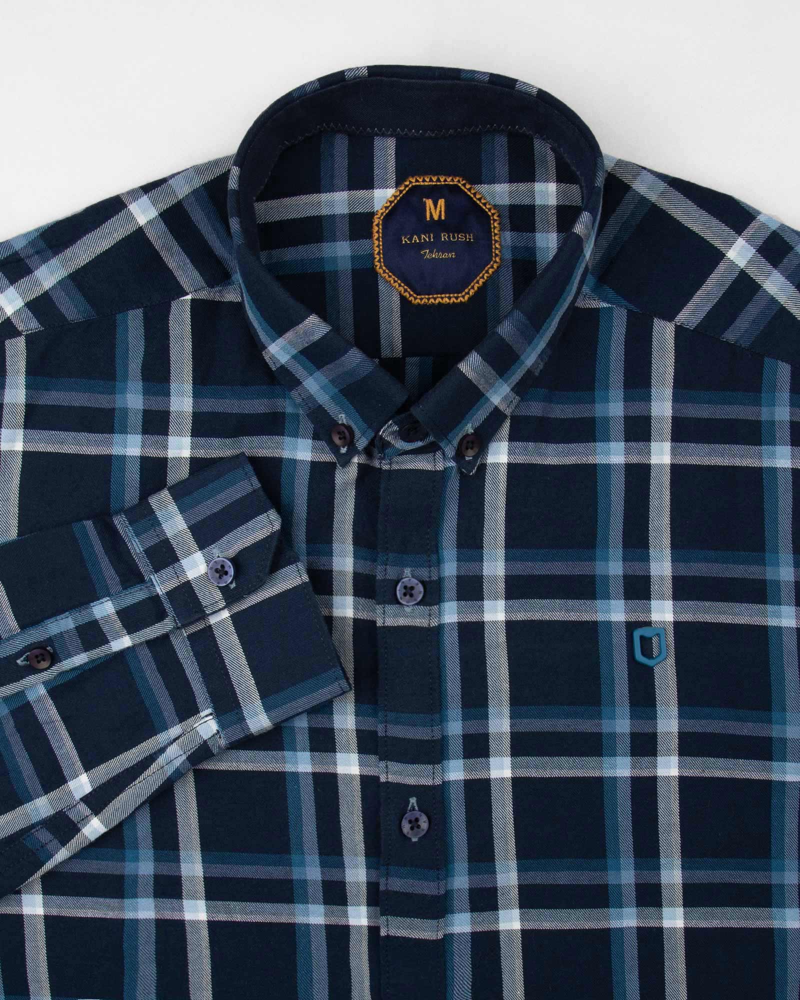 پیراهن چهارخانه مردانه 4416- سرمه ای (2)