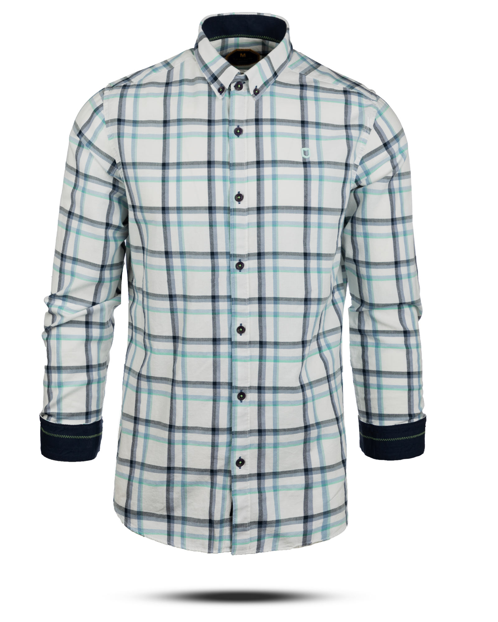 پیراهن چهارخانه مردانه 4416- سفید (2)