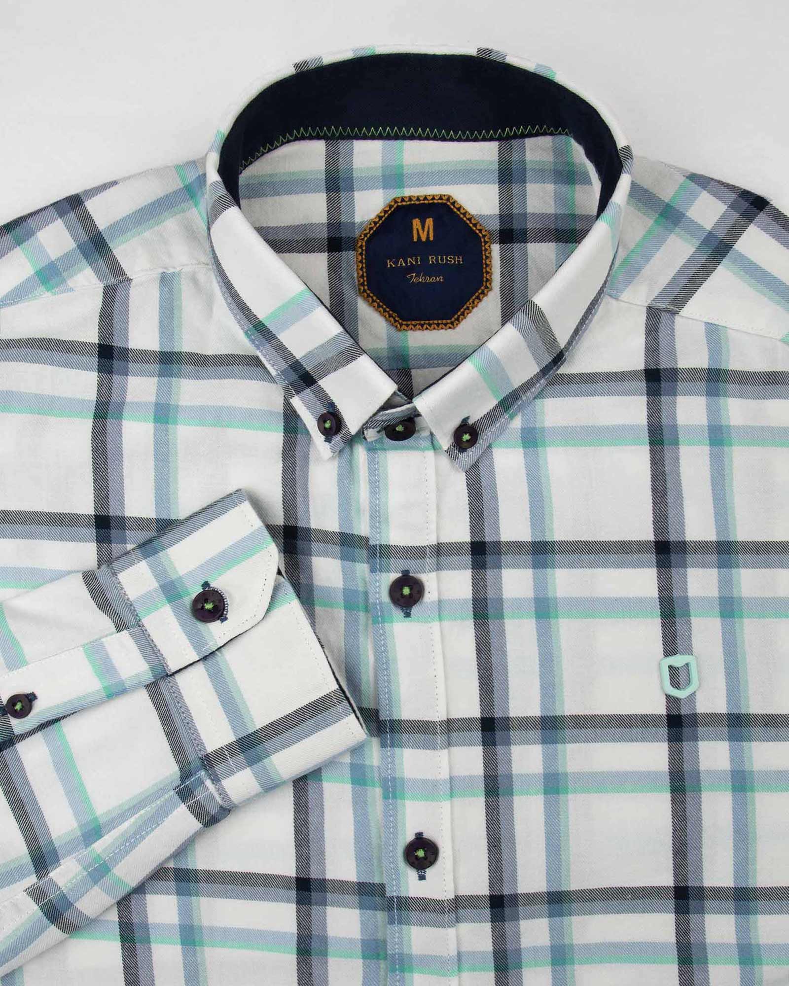 پیراهن چهارخانه مردانه 4416- سفید (4)