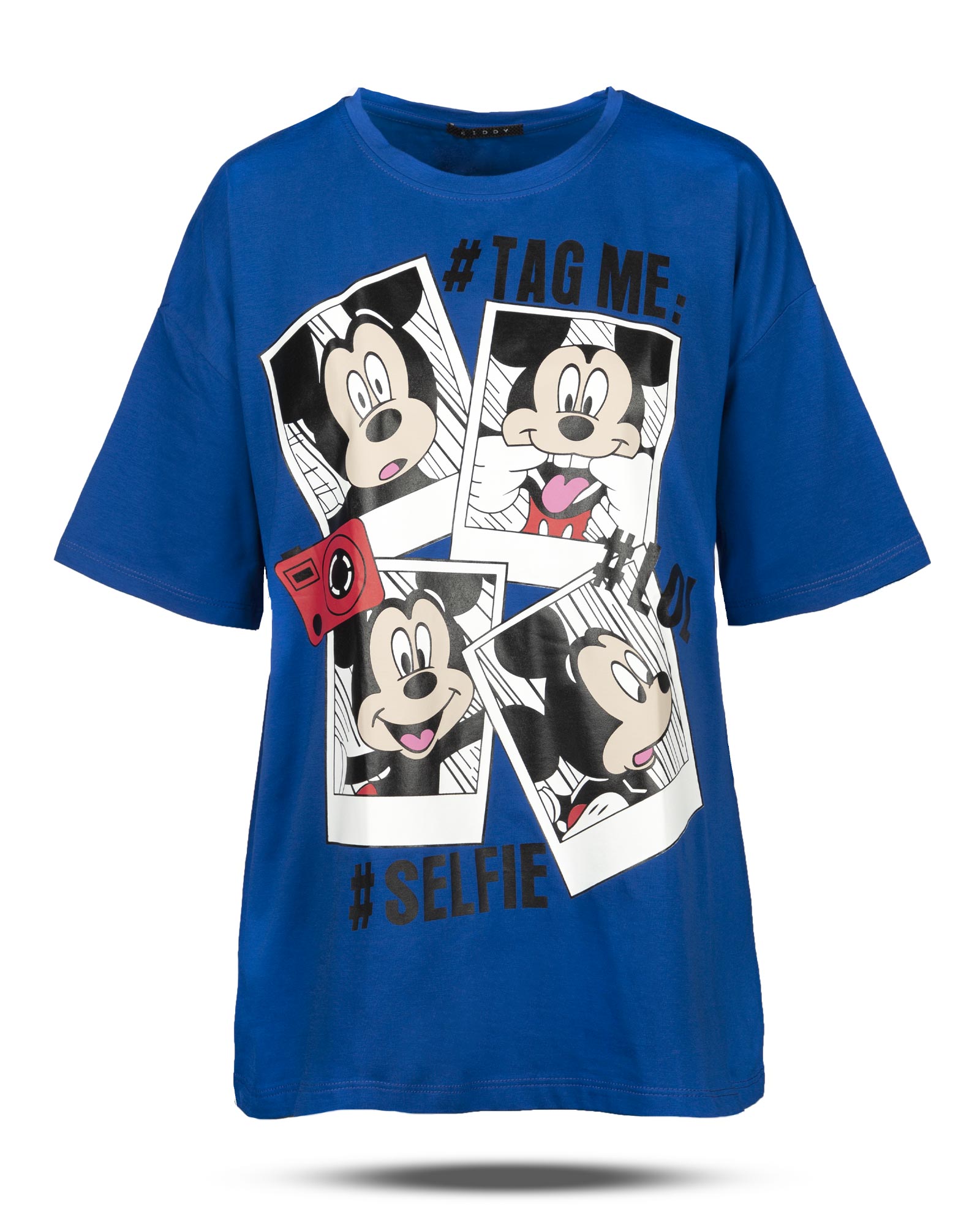 تیشرت طرح دار زنانه 1182 - آبی تیره