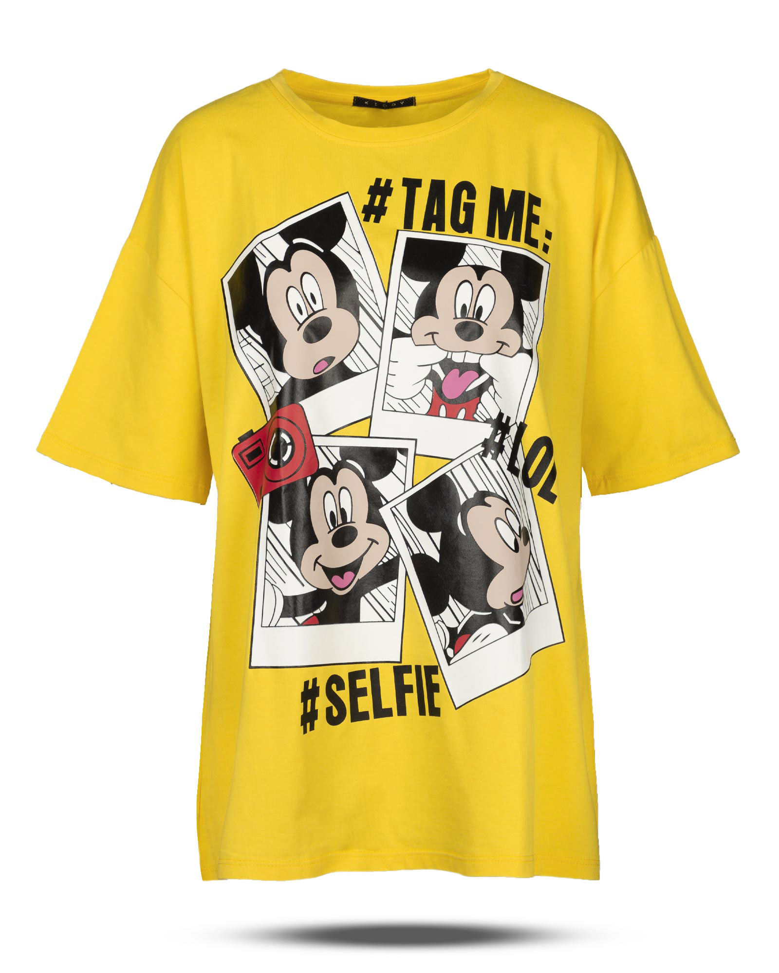 تیشرت طرح دار زنانه 1182 - زرد