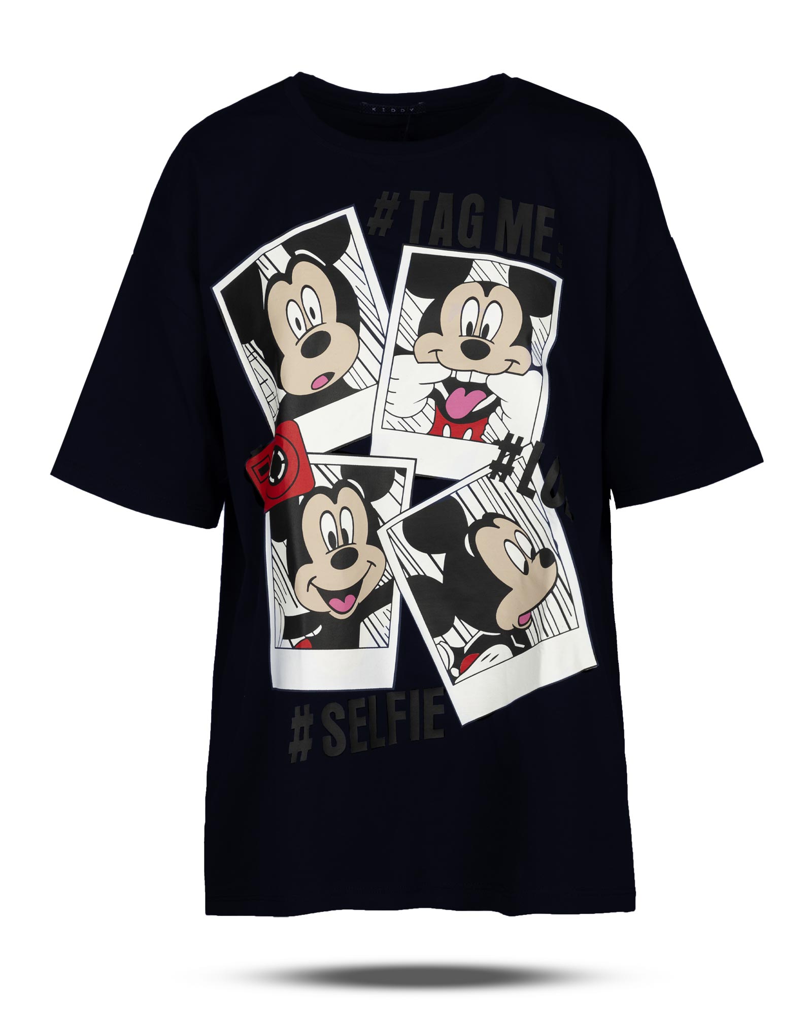 تیشرت طرح دار زنانه 1182 - سرمه‌ای تیره