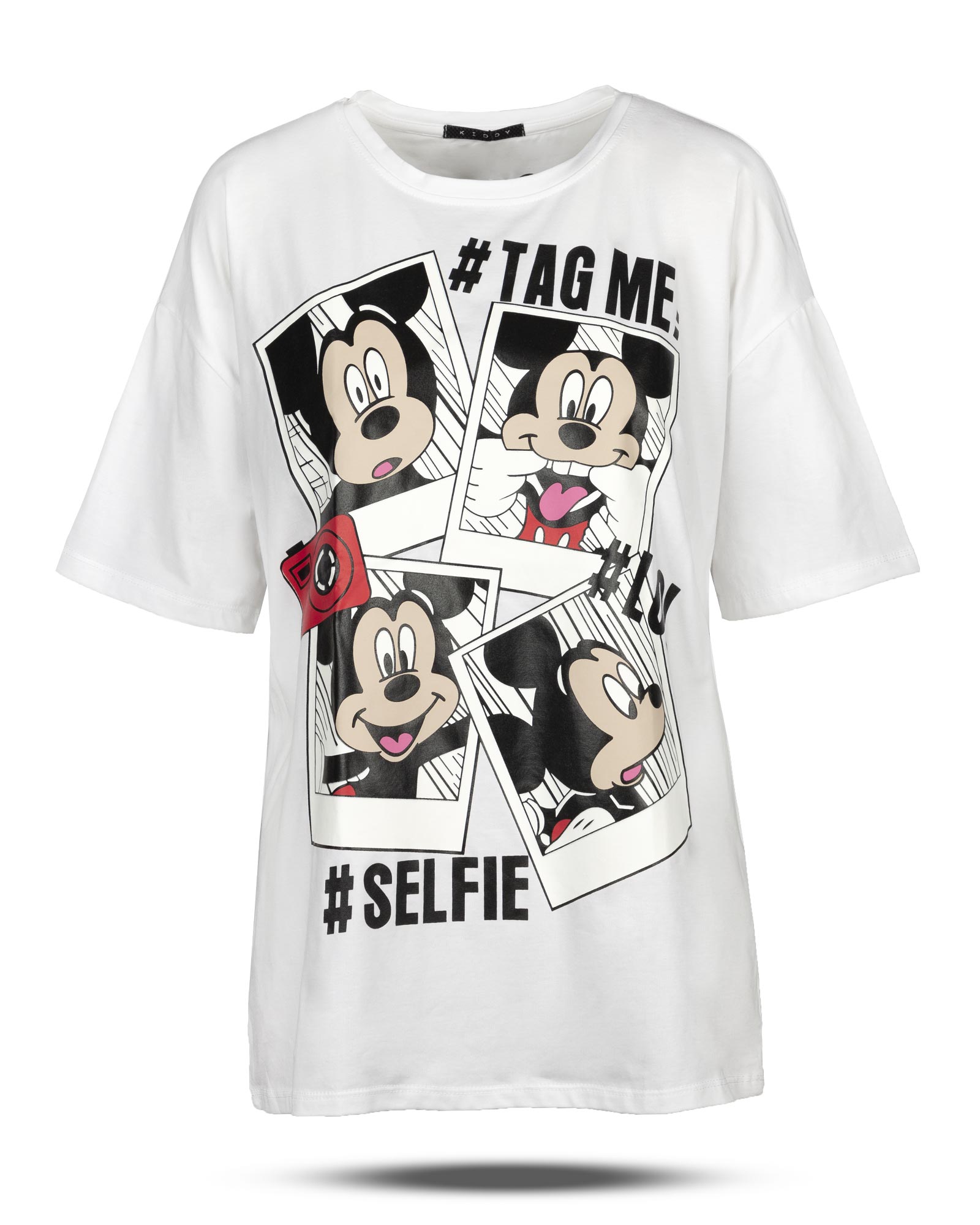 تیشرت طرح دار زنانه 1182 - سفید