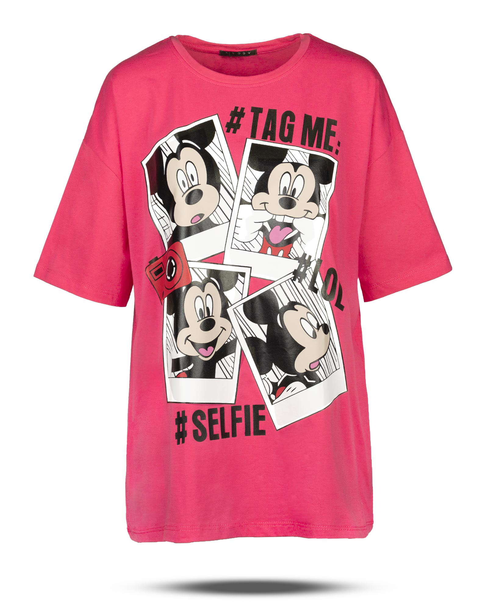 تیشرت طرح دار زنانه 1182 - صورتی