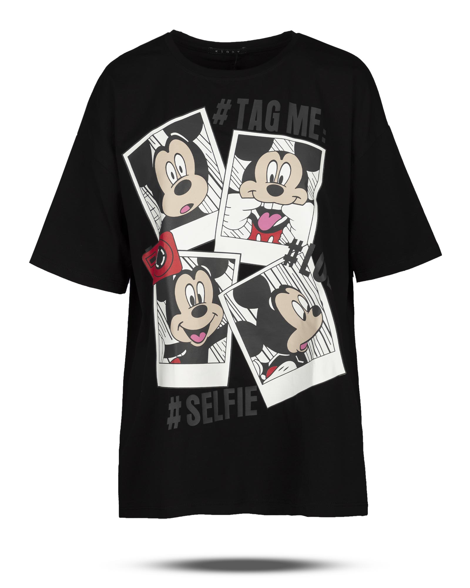 تیشرت طرح دار زنانه 1182 - مشکی