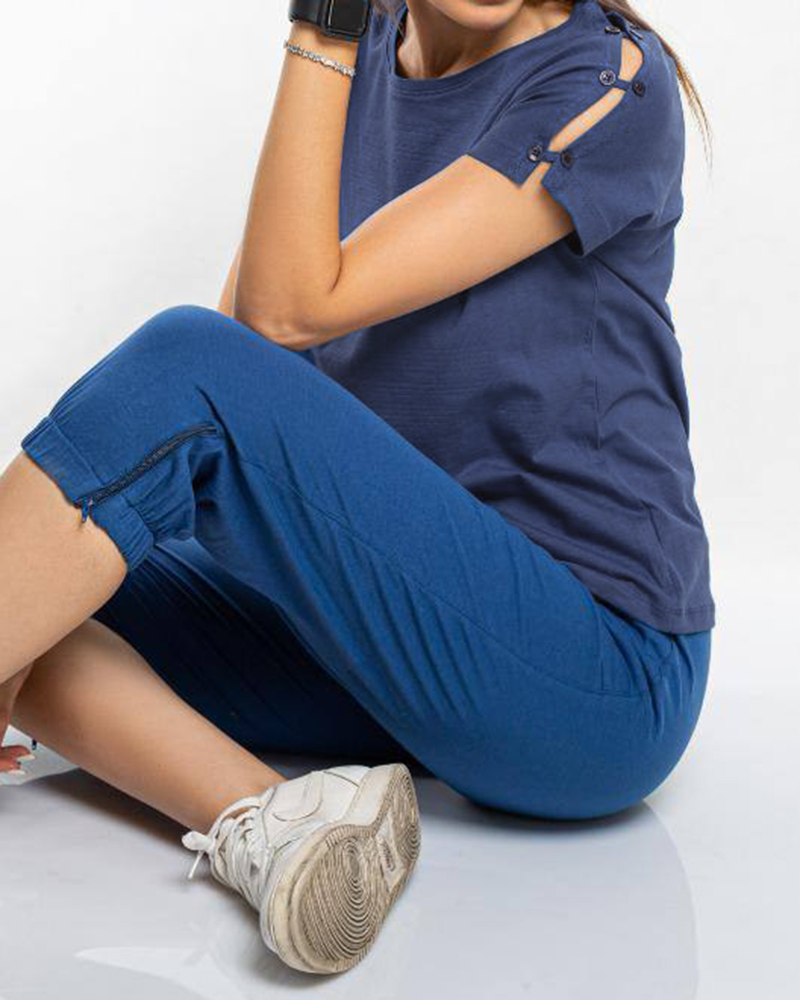 تیشرت دخترانه اسپرت 1399 - آبی نفتی