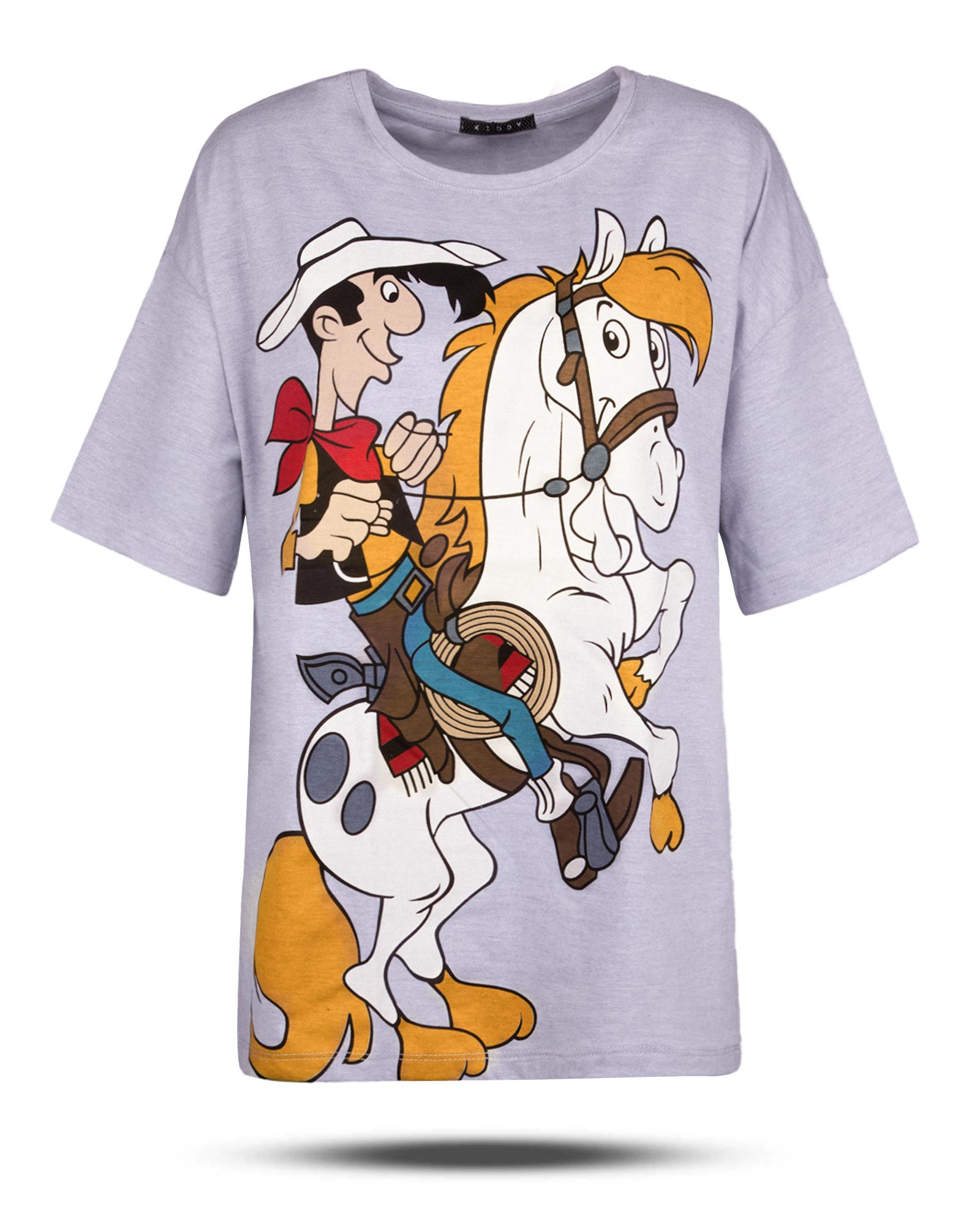 تیشرت طرح دار دخترانه 1364-T2 - آبی بنفش