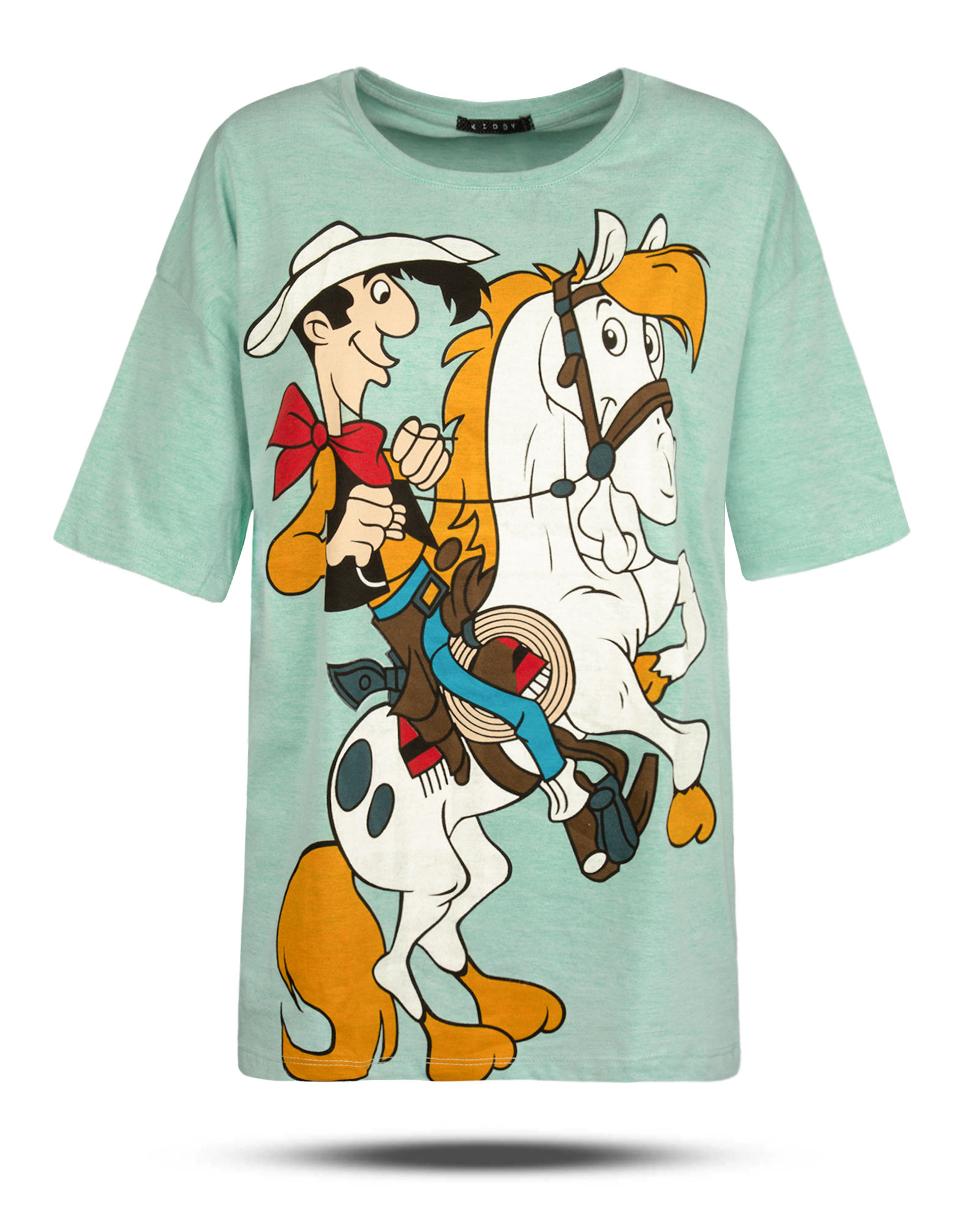 تیشرت طرح دار دخترانه 1364-T2 - سبز دریایی