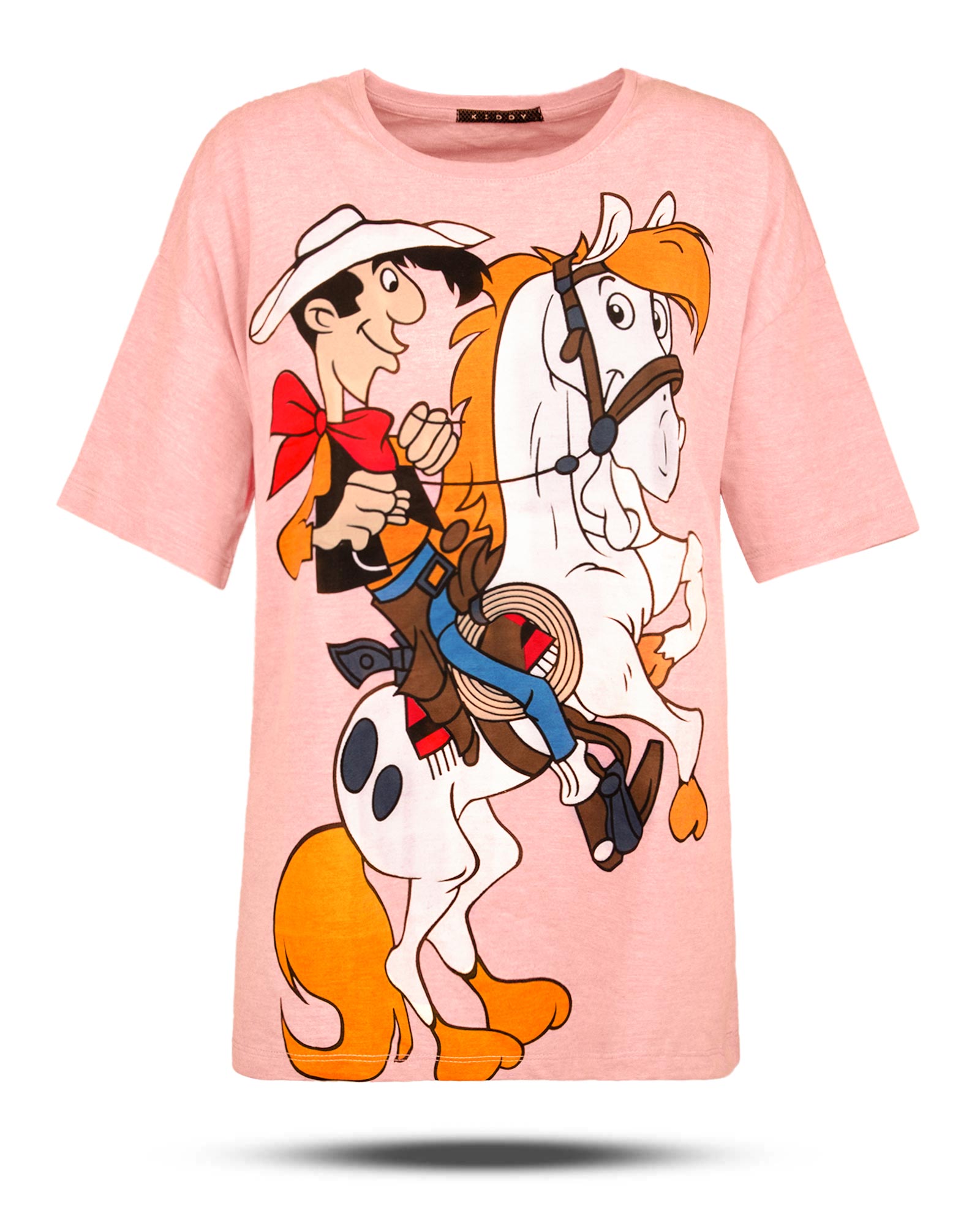 تیشرت طرح دار دخترانه 1364-T2 - صورتی