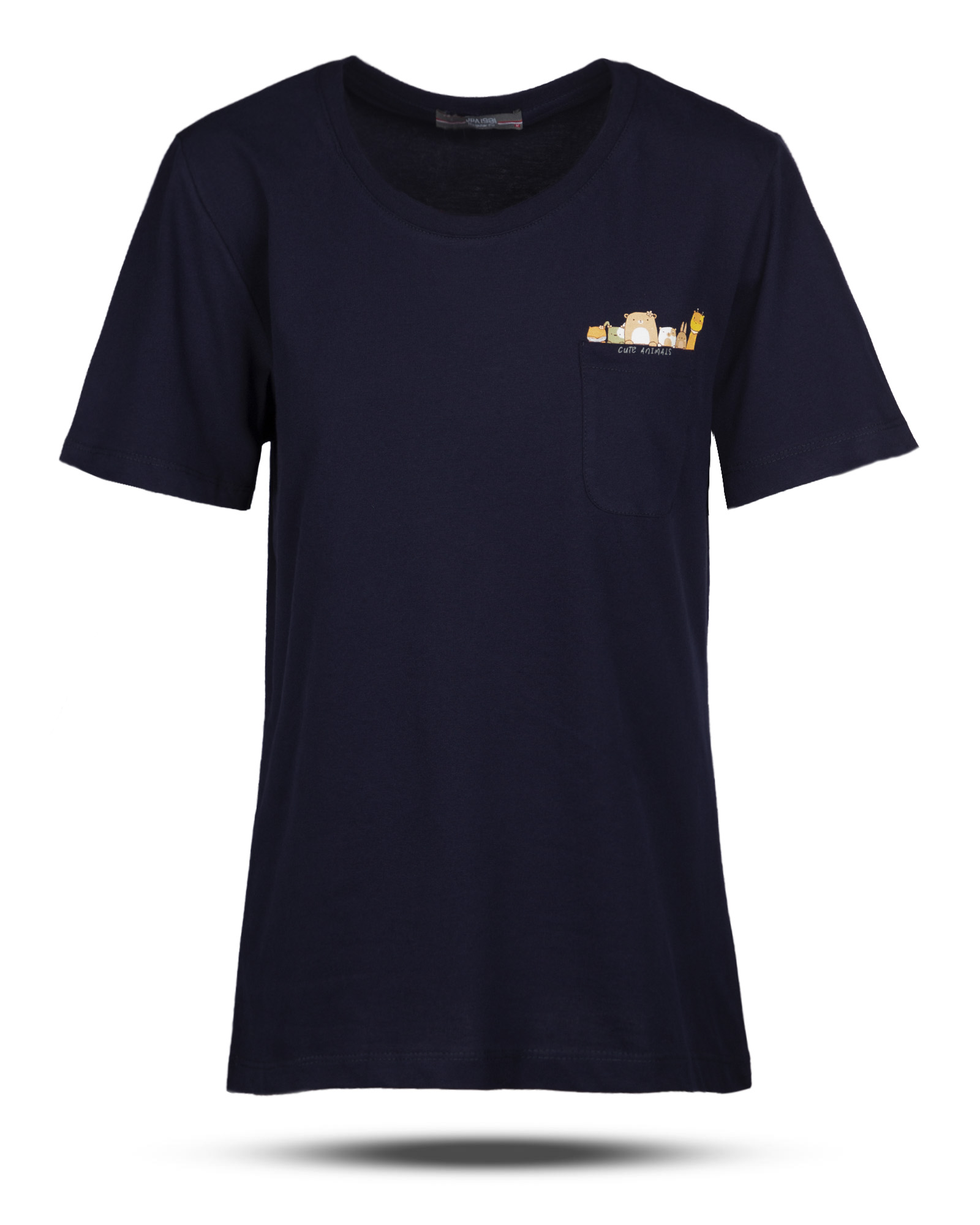 تیشرت نخی زنانه  0327 - سرمه‌ای