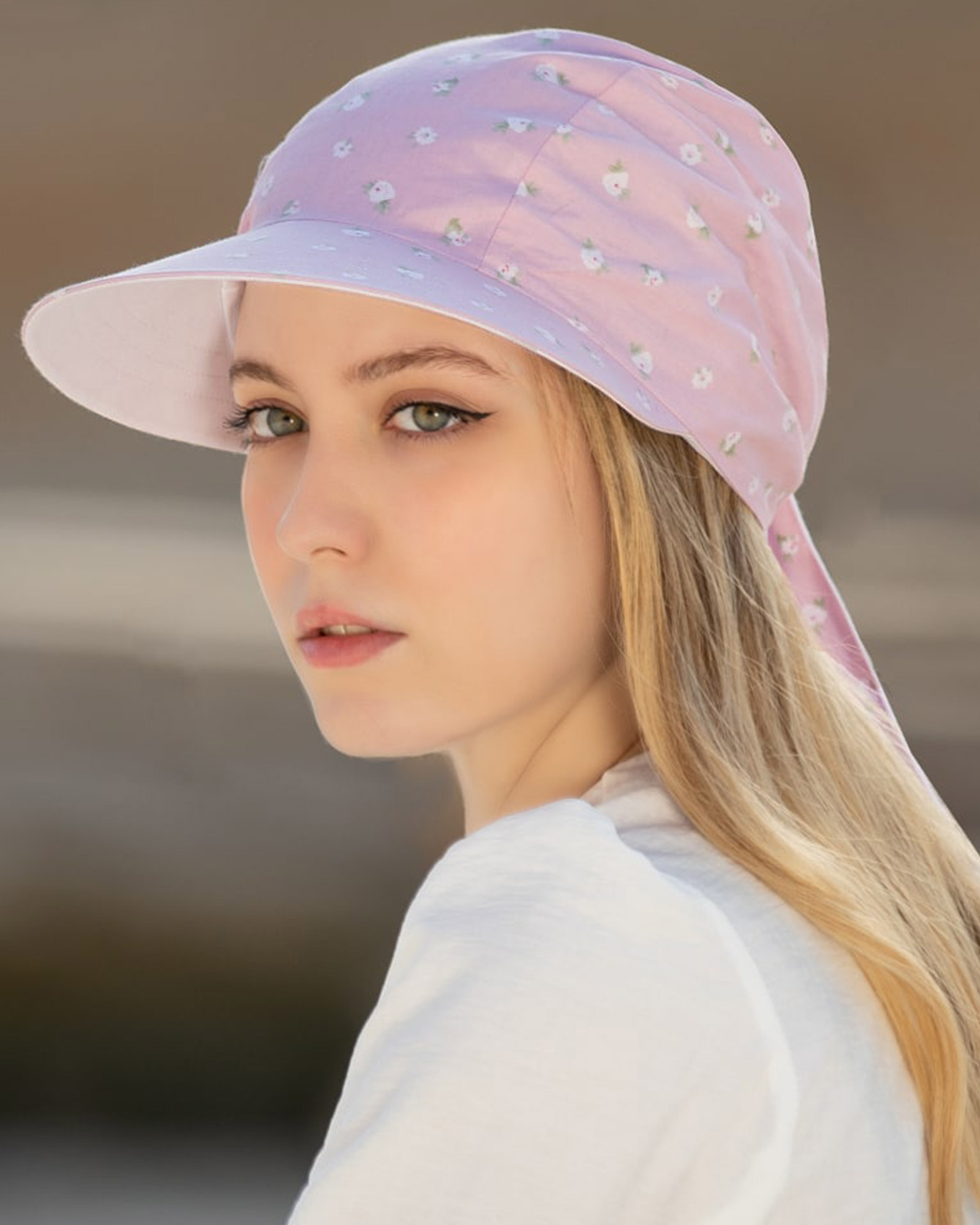 کلاه لبه دار دخترانه 1002 - صورتی