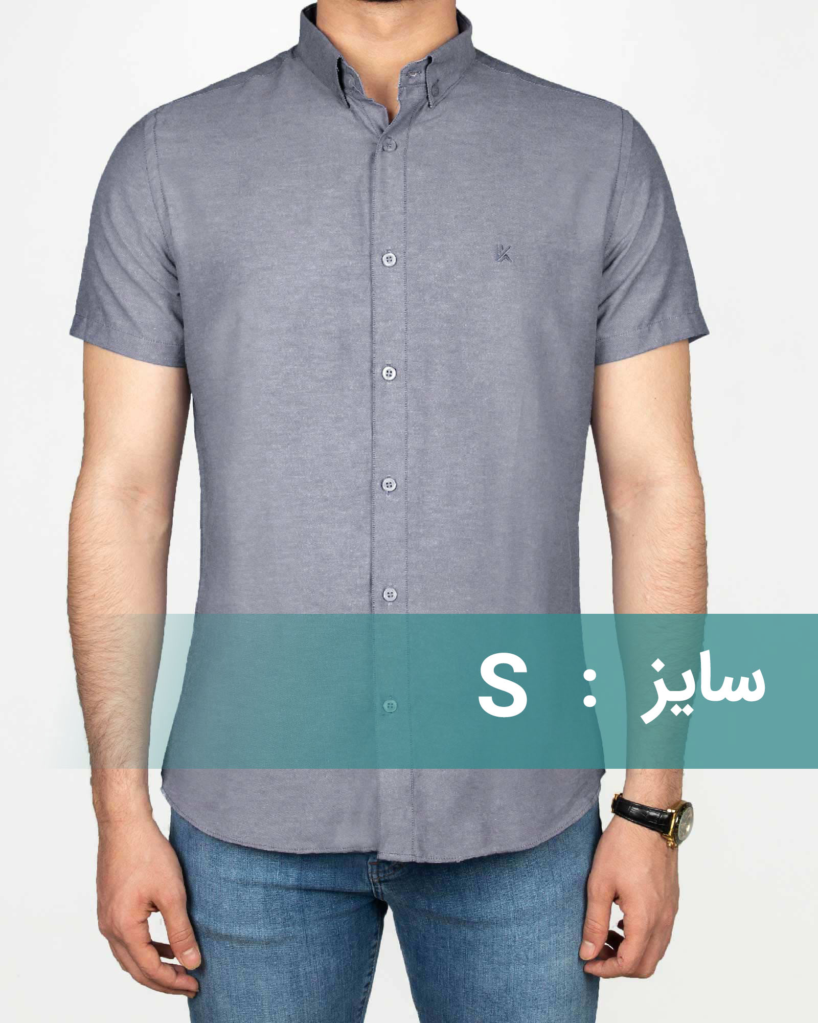 پیراهن آستین کوتاه مردانه نخی - آبی بنفش تیره