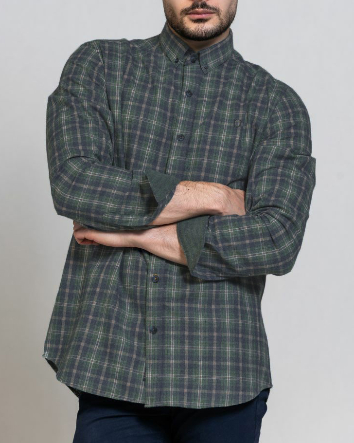 پیراهن مردانه پشمی 1348 - سبز تیره