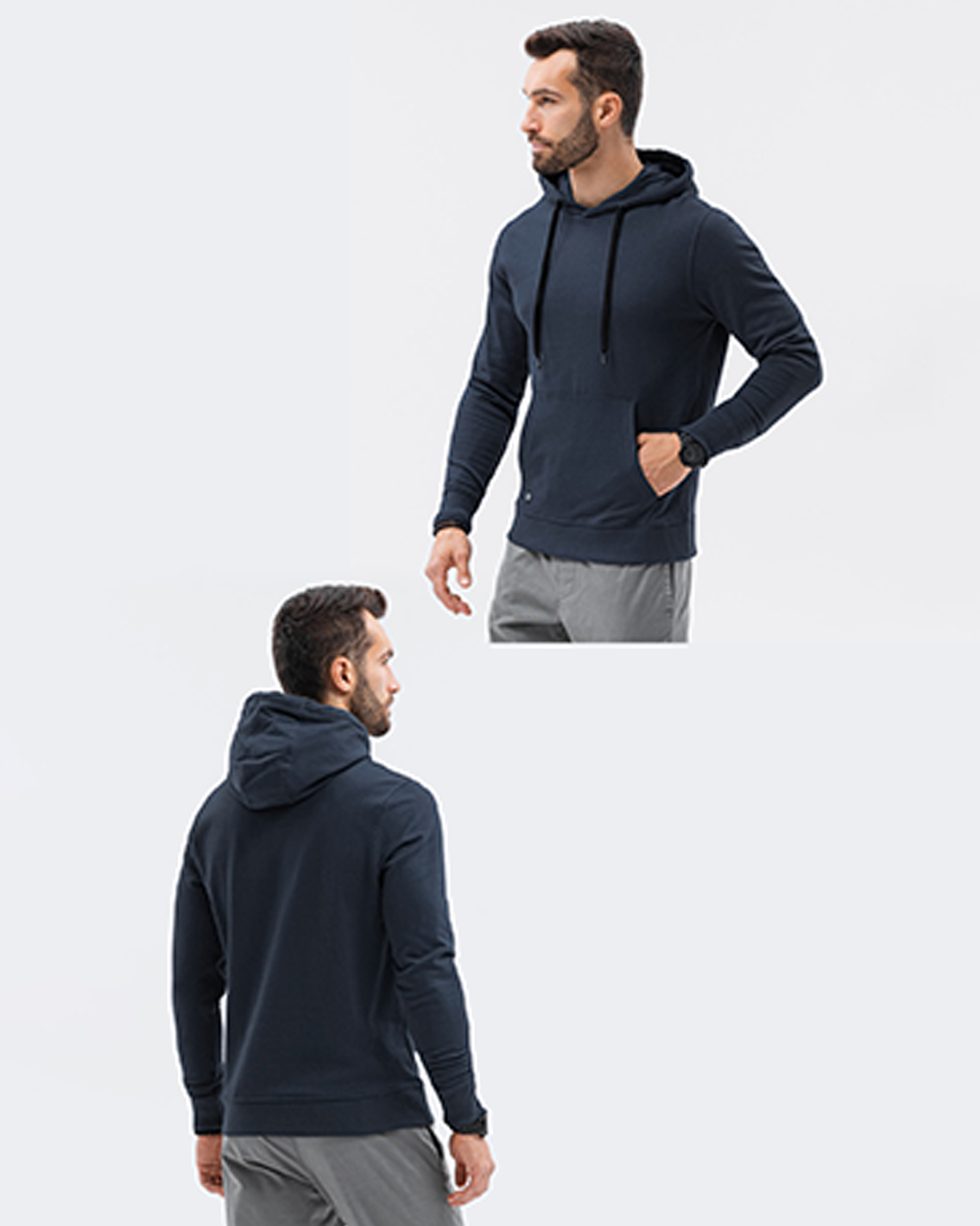 هودی مردانه سایز بزرگ 0071 - سرمه‌ای تیره