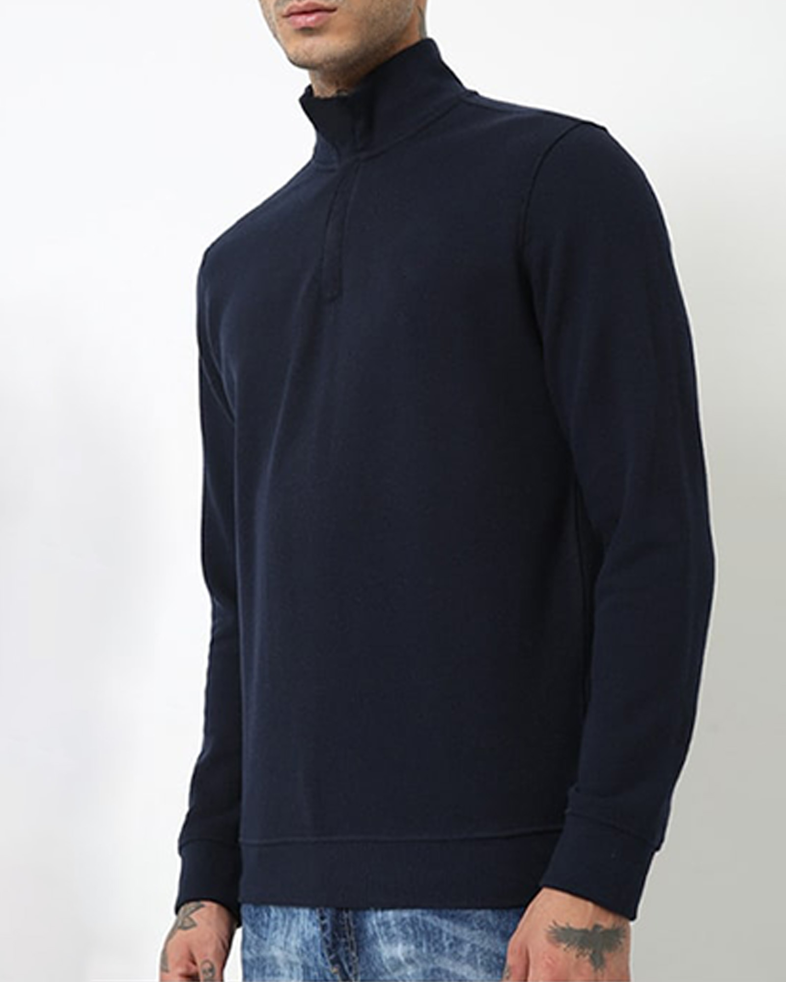 پلیور دورس مردانه ساده 01878 - سرمه‌ای تیره