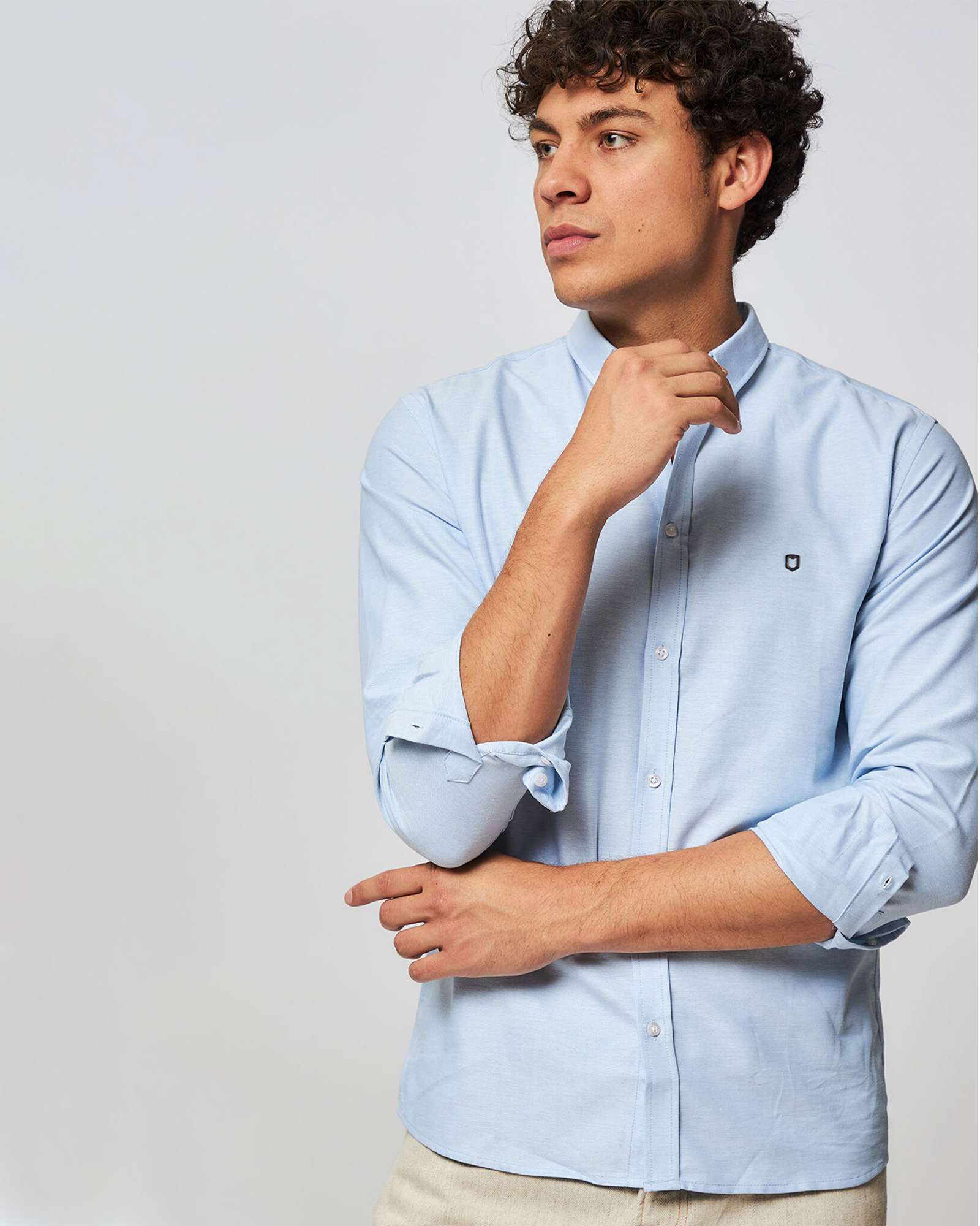 پیراهن نخی مردانه 1083 - آبی یخی