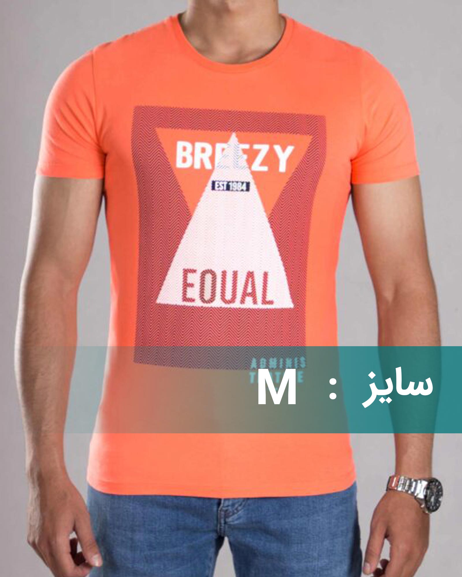 تیشرت مردانه طرح دار r750-2926 - گلبهی