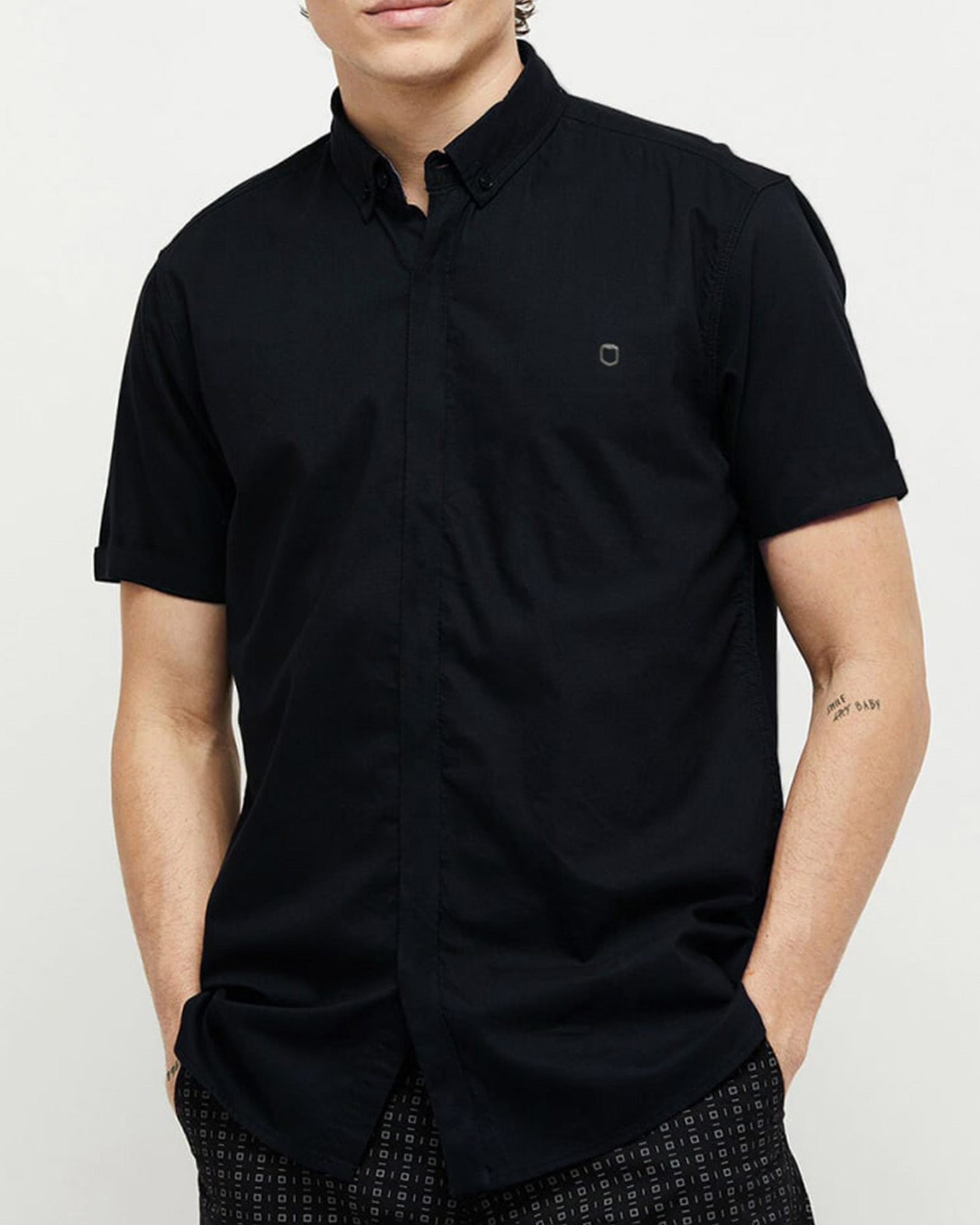 پیراهن ساده مردانه 4041 - سرمه‌ای تیره