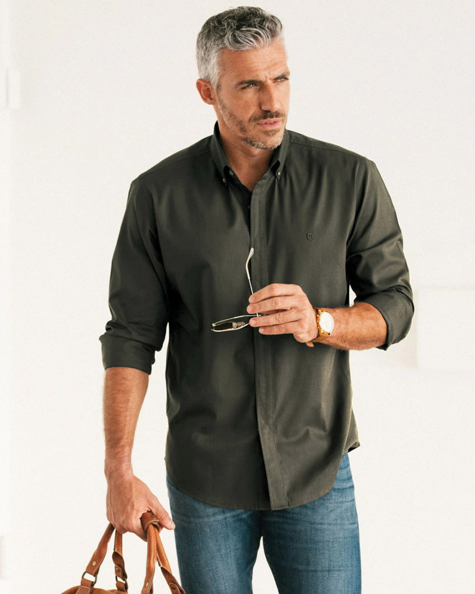پیراهن مردانه 4401 - زیتونی سیر