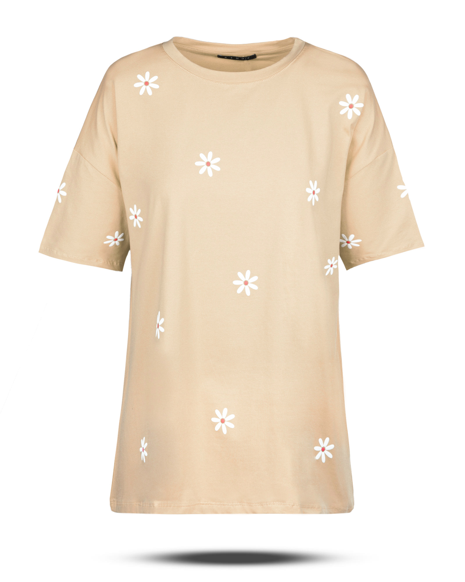 تیشرت زنانه طرح دار 1605 - کرمی سیر