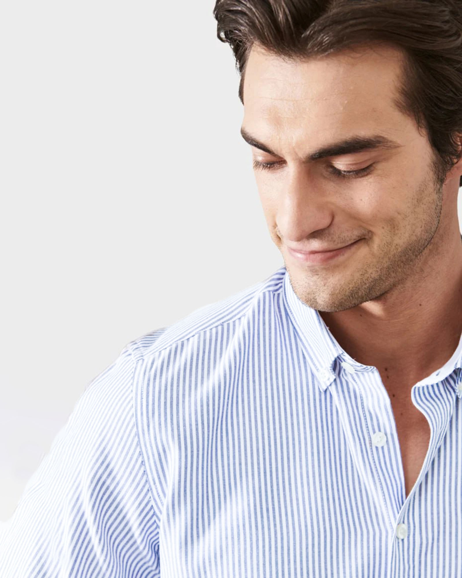 پیراهن مردانه راه راه 4444 - آبی آسمانی